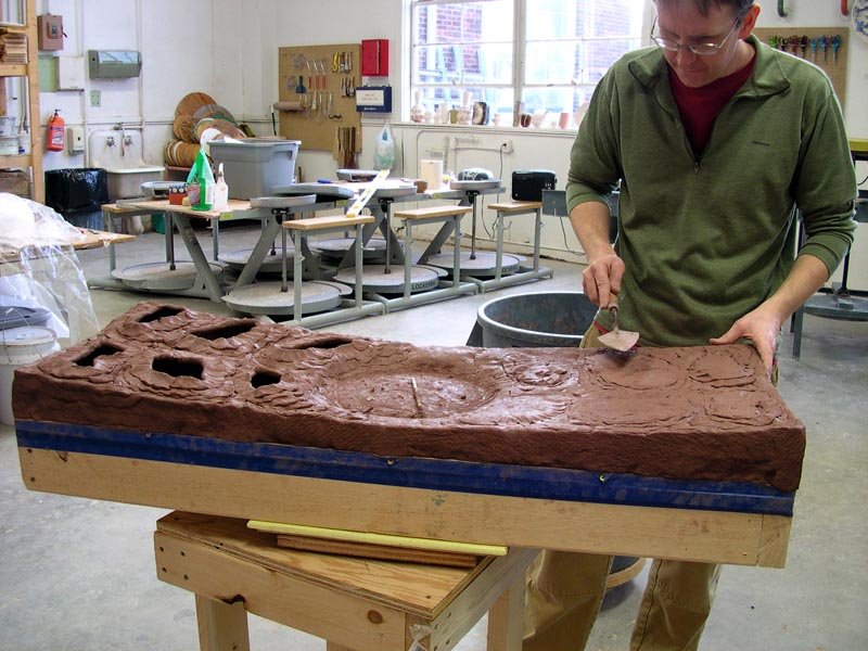 Building the mold for the base of a large sculpture in the early 2000's