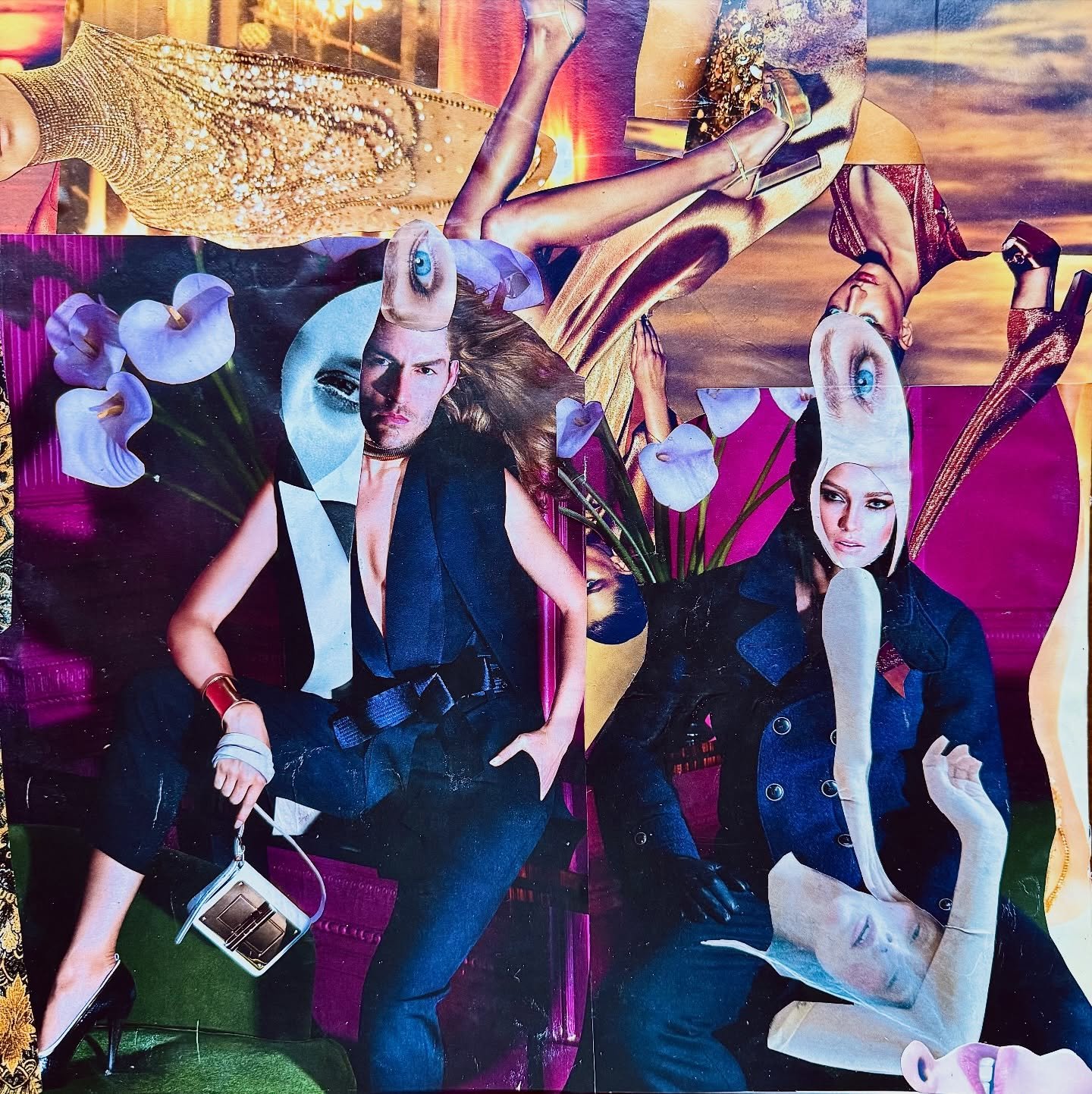 Collage I made today at @balampman &lsquo;s collage workshop. Love these things. The quiet intense creative energy of a group of people working away. Plus I&rsquo;ve been making music mixes for the workshops which is a whole other door re-opening.  #