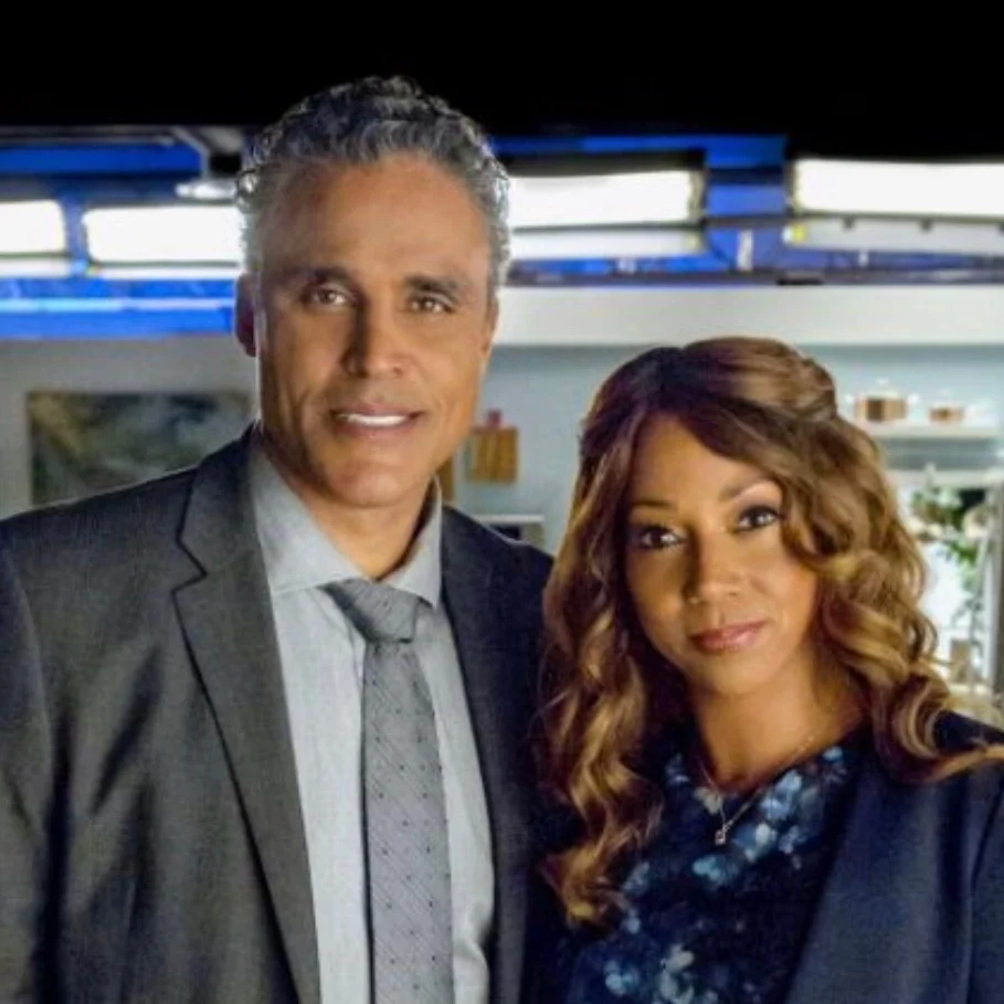 Rick Fox and Holly Robinson Peete in Morning Show Mysteries