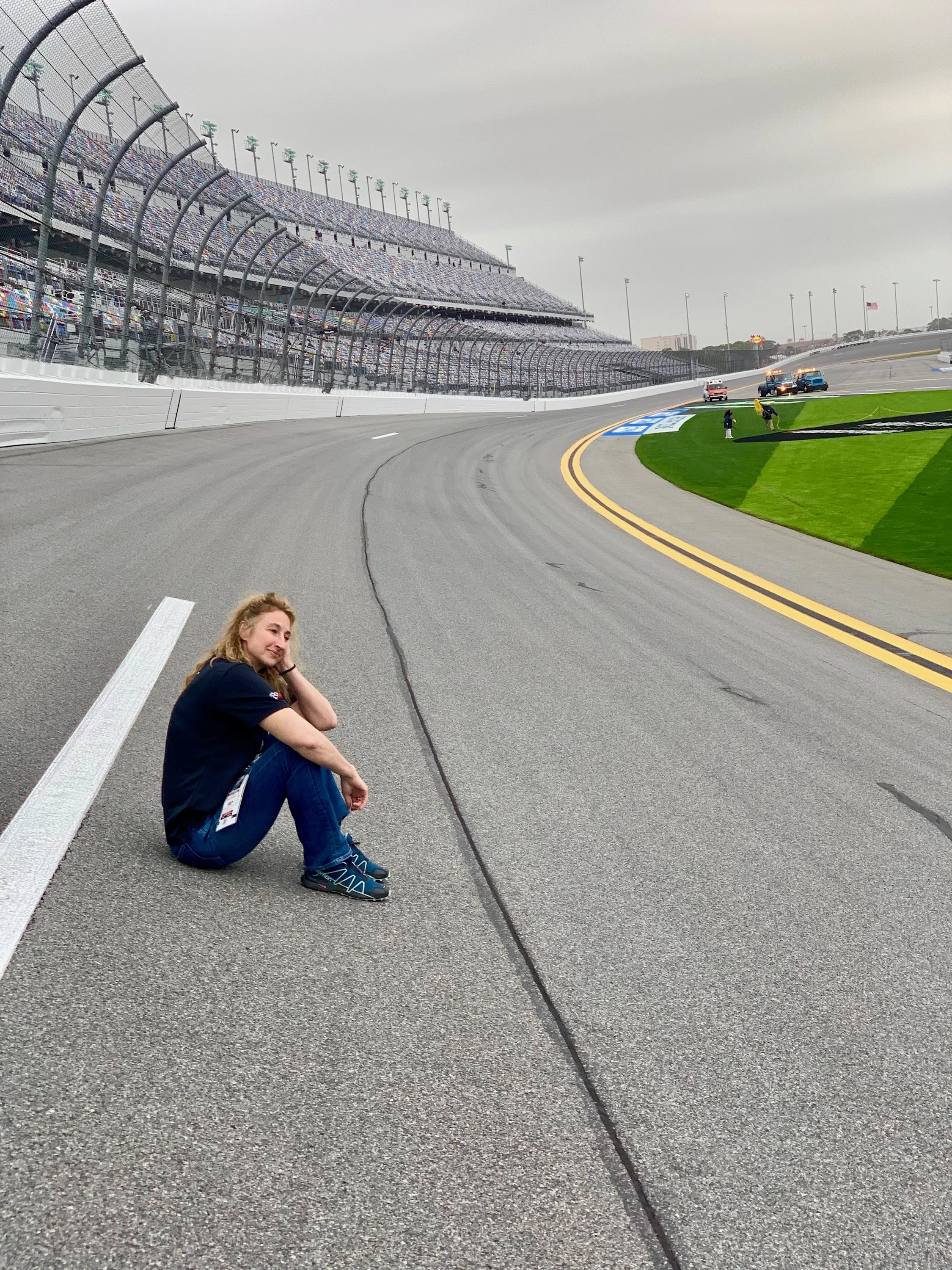 This looks like a good spot to wait at the Daytona International Speedway.