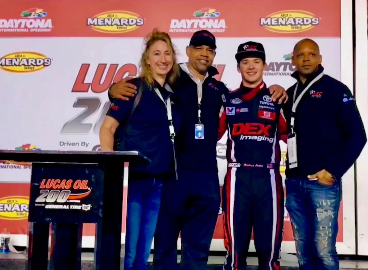 In Victory Lane with ARCA winner Harrison Burton and Dr. Jason Cormier of the Motorsports Safety Group.