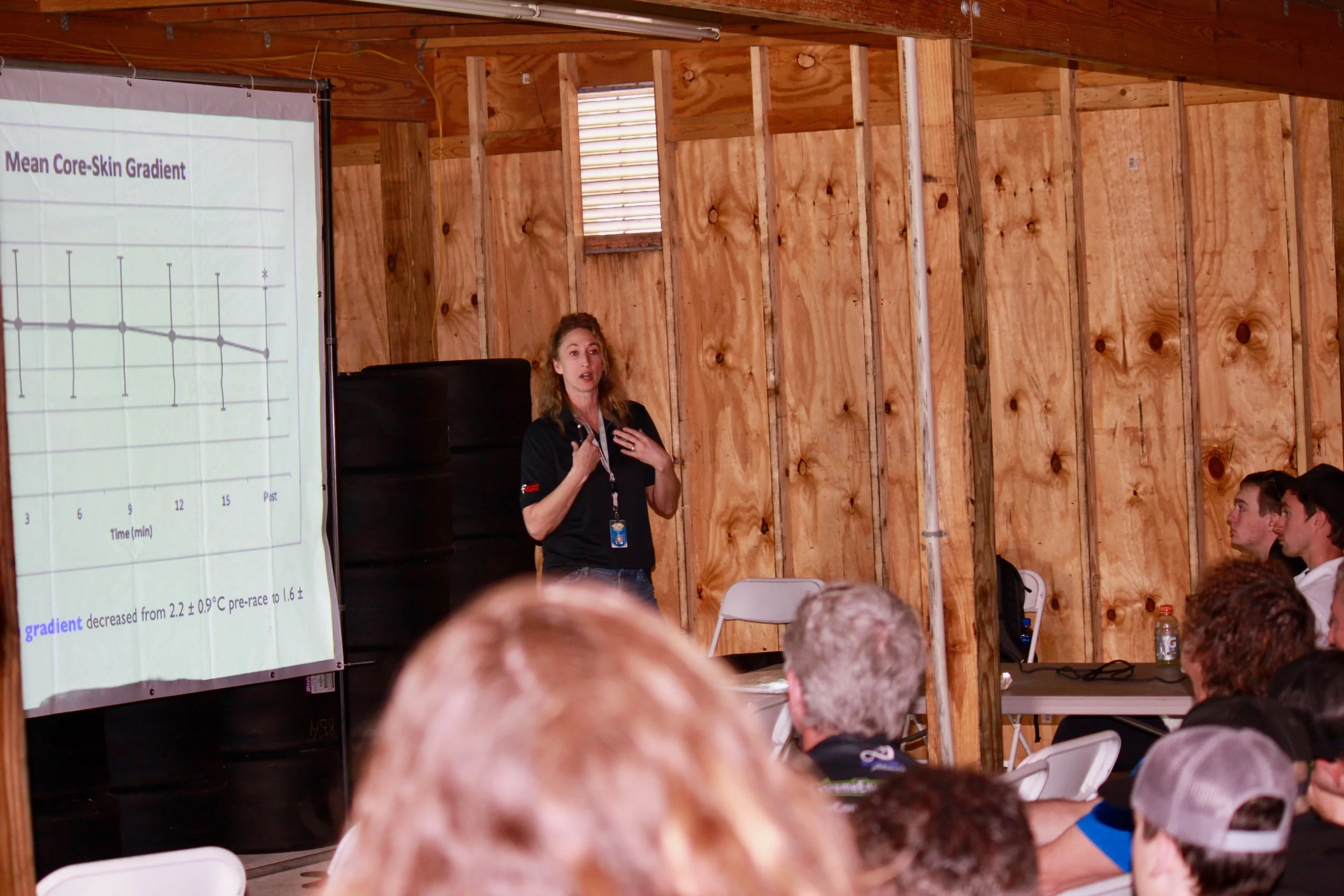 Presenting my research to drivers and crew chiefs at ARCA Pensacola 200