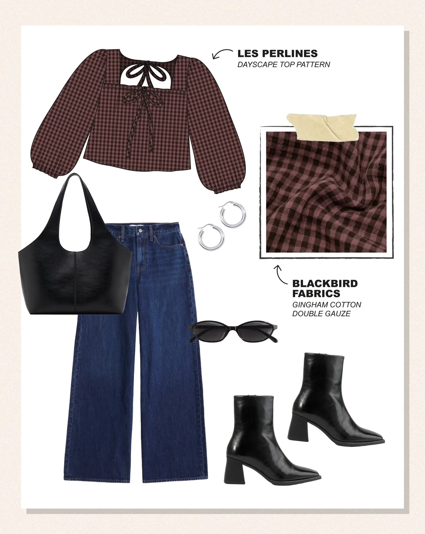 A bit of sewing inspo on this snowy monday❄️✨ 

✿ Pattern: The Dayscape top @les.perlines (that&rsquo;s me! 🙋🏻&zwj;♀️)
✿ Fabric: cotton double gauze from @blackbirdfabrics

✿ Boots: @vagabondshoemakers
✿ Hoops + sunnies: @maisonsimons
✿ Bag: @mango