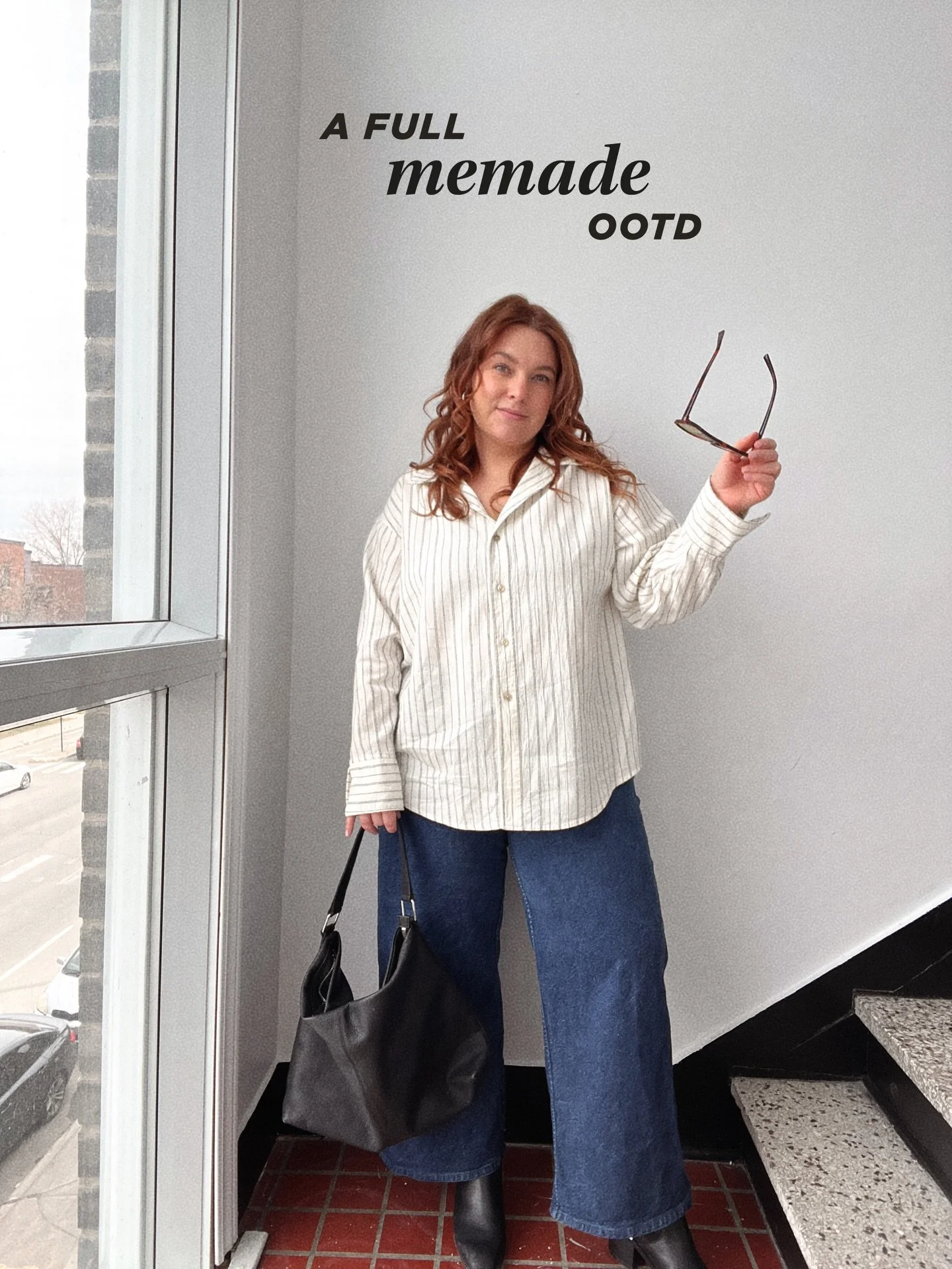 Me 🤝🏻 these 20$ @hm sunglasses

✿ Patterns: The Weekday shirt @les.perlines (that&rsquo;s meeee!🙋🏻&zwj;♀️) with my fave Midtown Jeans(another one of my patterns!)

✿ Fabrics: Striped hemp &amp; organic cotton chambray from @blackbirdfabrics (this