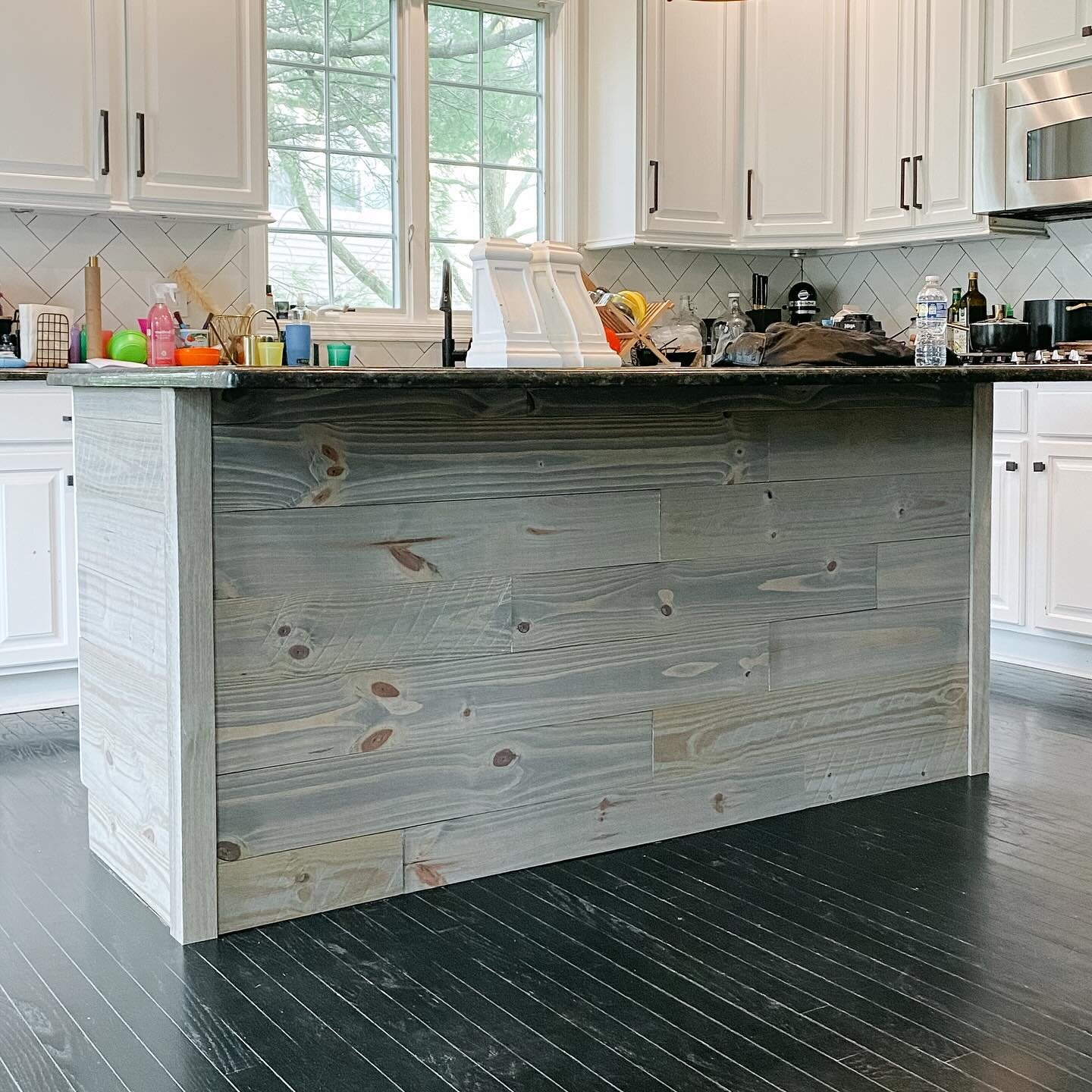 Kitchen island update.  Swipe for the before!