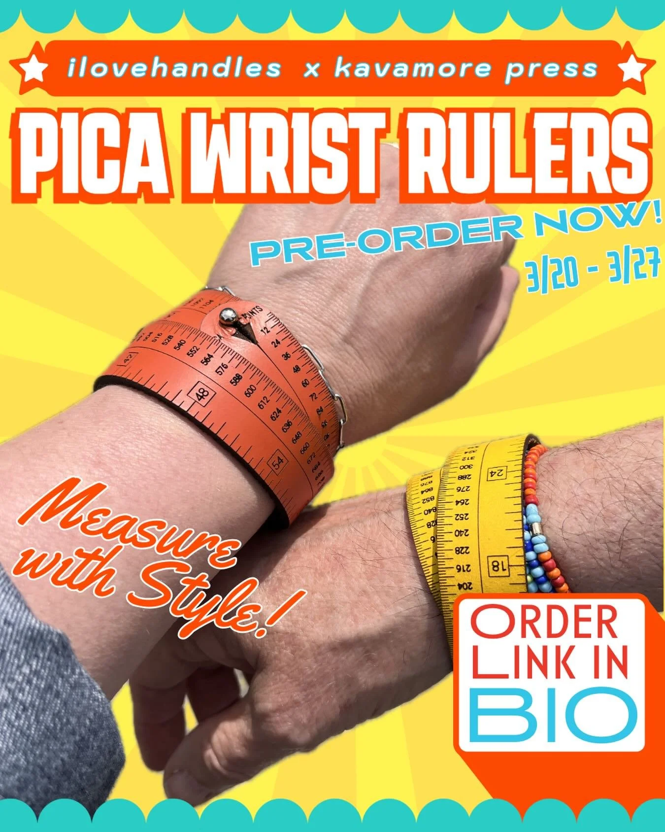💥PICA WRIST RULER PRE-SALE💥

Measure in style! That&rsquo;s right you can pre-order your very pica ruler to wear around town! 
NEVER BE WITHOUT YOUR PICA POLE!

Excited to partner with @ilvhndls again to make another batch of wrist rulers for all p