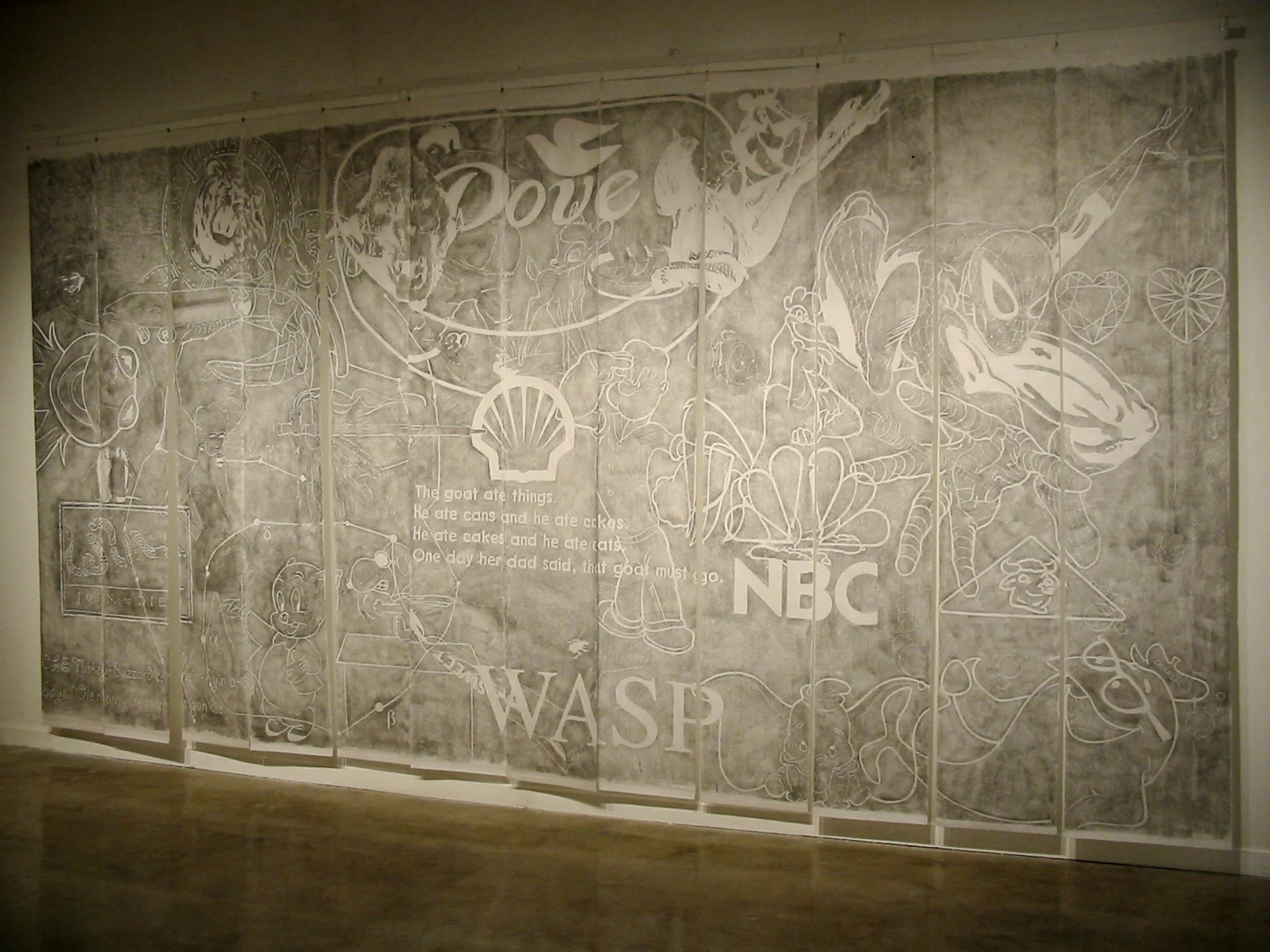 La Charada del Monstruo , 2006. Graphite rubbing on rice paper. 9 x 21 feet.