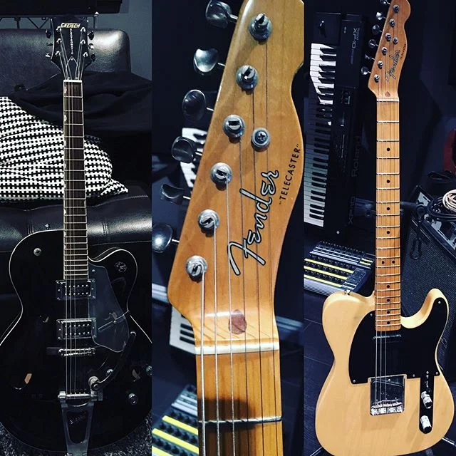 It&rsquo;s daycare here at Chuck Styles Studio. We are taking good care of these babies. @jeremyderringer dropped these off for us to use🤘🏽 #fender #fendertelecaster #gretsch #gretschelectromatic