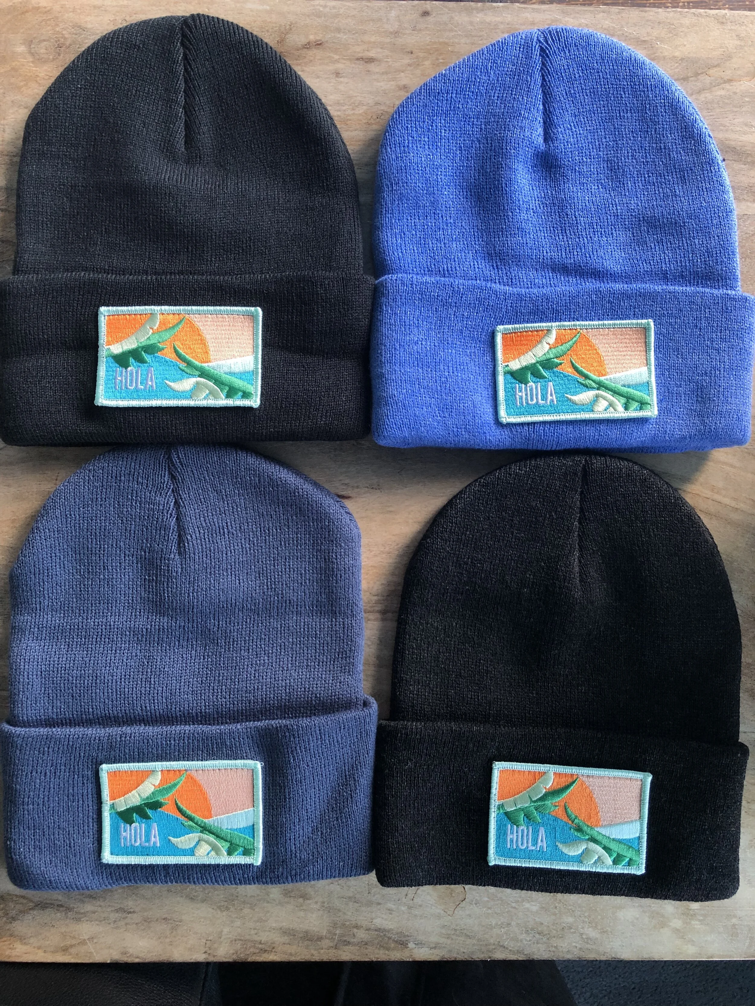 HOLA EMBROIDERED PATCH BEANIE