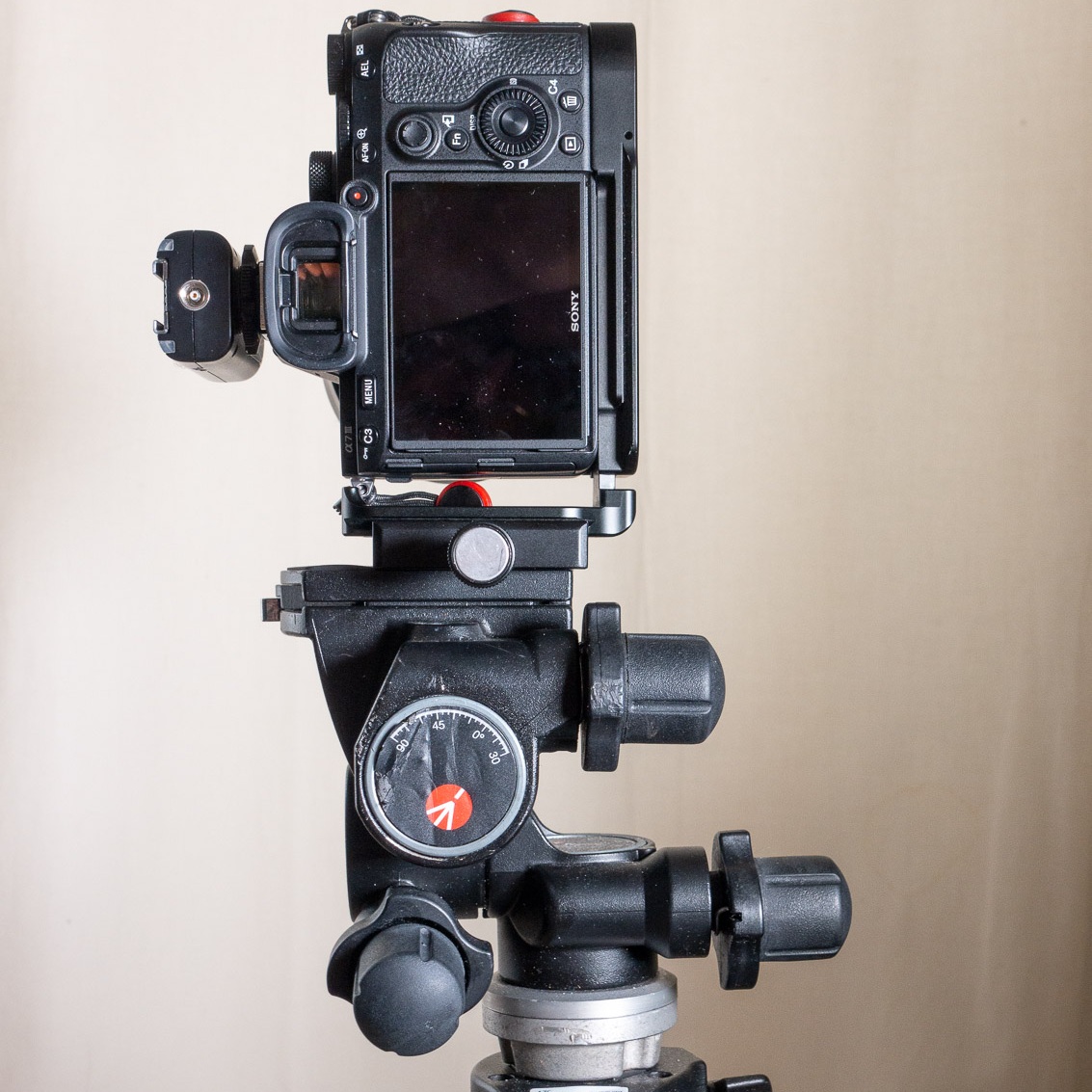  When using an L-Bracket, it’s much easier to get a portrait orientation with the camera and tripod head centered on the tripod. 