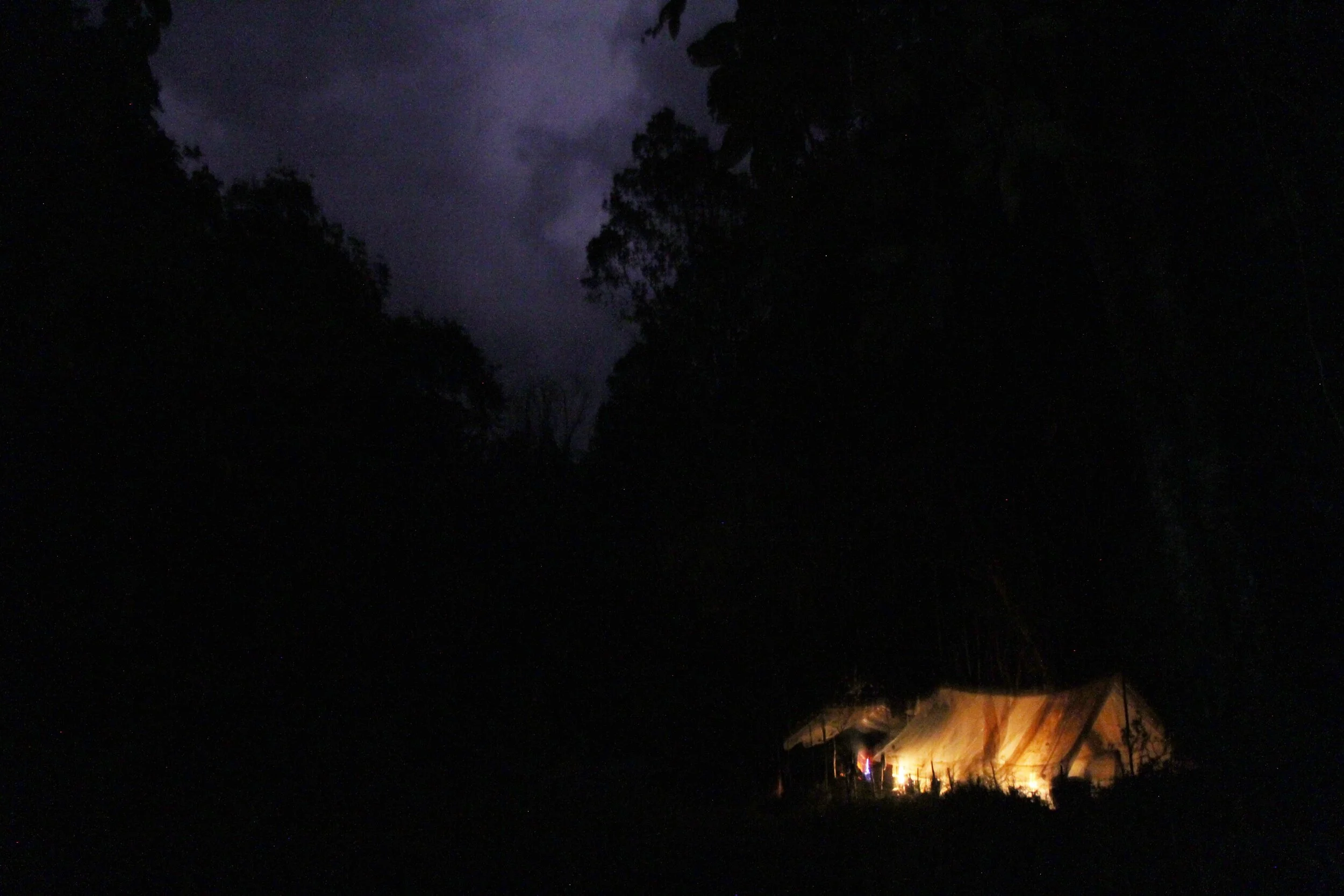 Camp and an approaching storm.