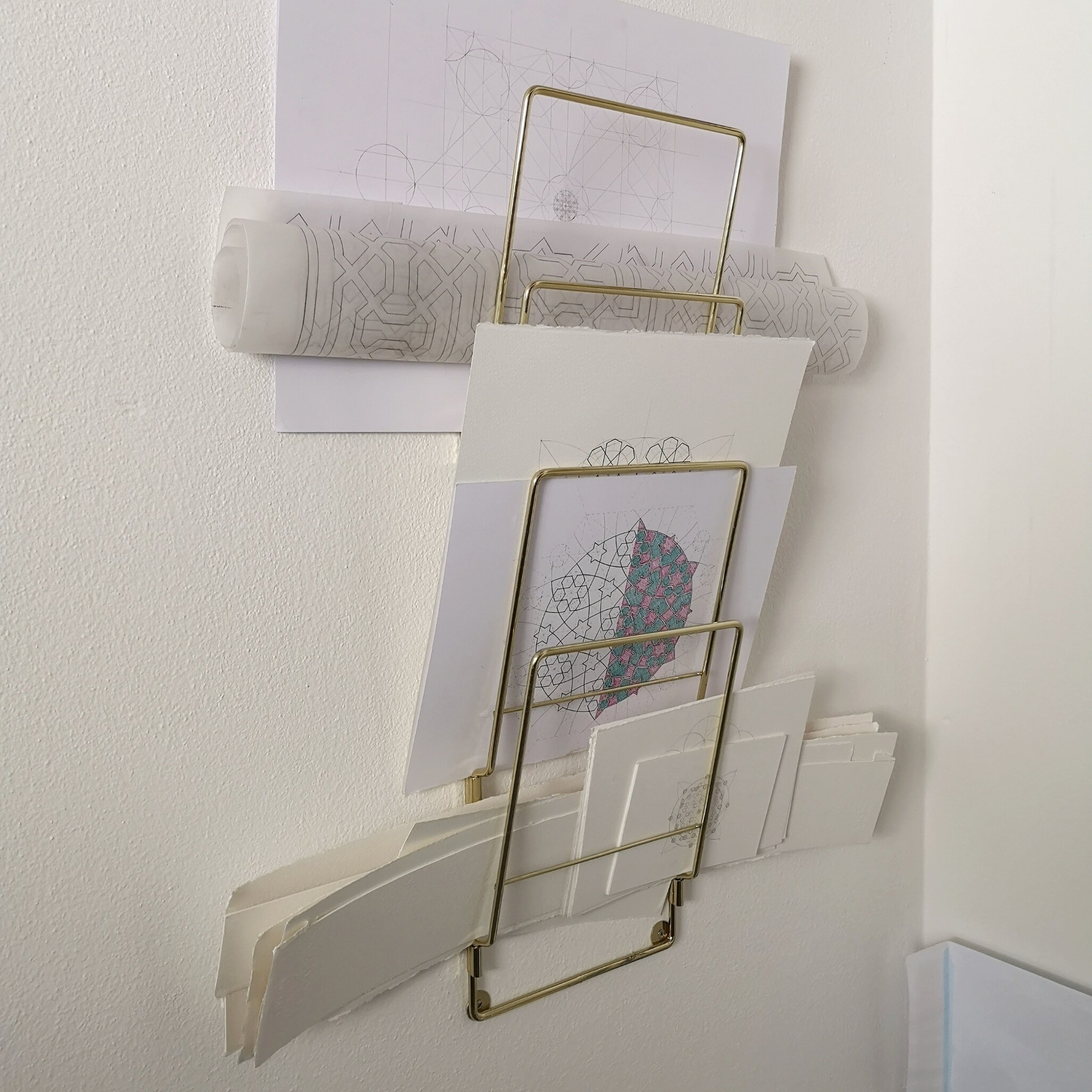 RACK :a rack is a good way to organize your drawings, especially the big ones that can’t fit in a folder or book. I bought mine on Amazon.
