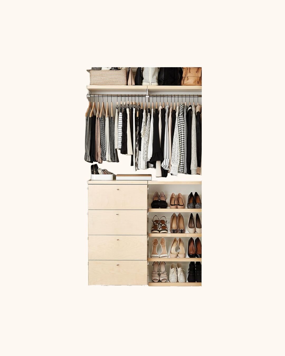 Elfa Décor 4' Birch &amp; White Small Reach-In Closet