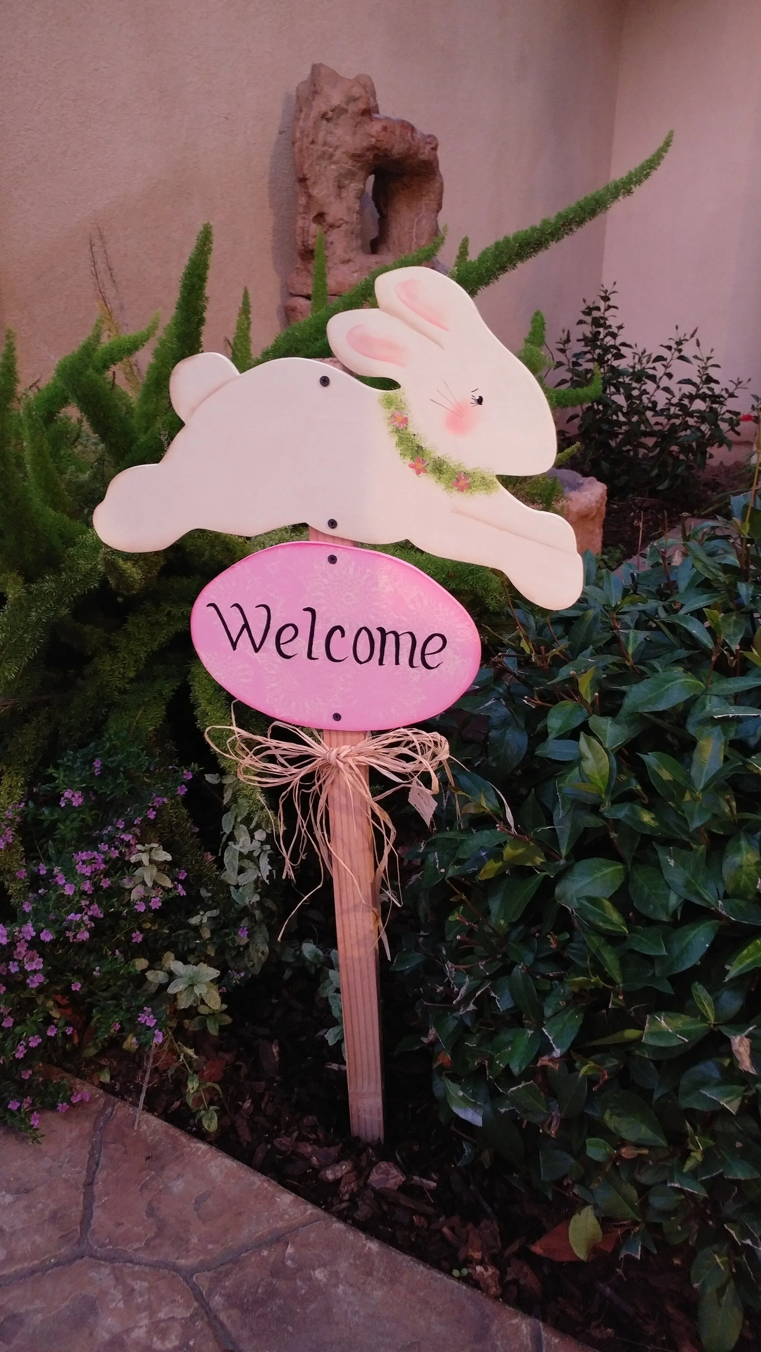 Bunny - Pink Welcome Sign