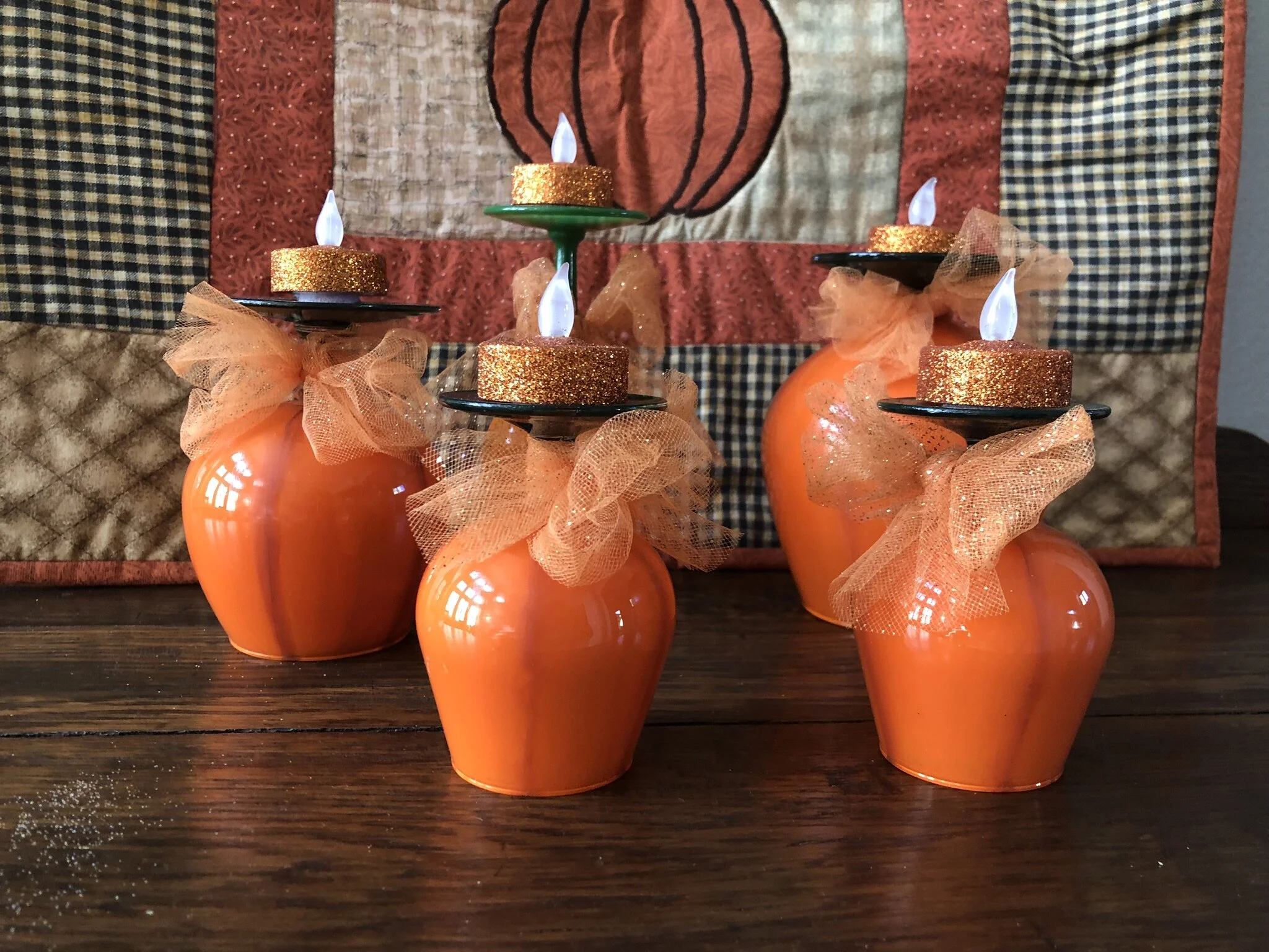 Pumpkin Wineglass Candleholder