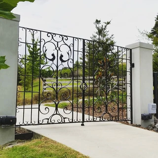 Another shot of the Coatesville estate gates completed last year. #gates #wroughtiron #nzcraft #blacksmith #artistblacksmith #artisticironwork