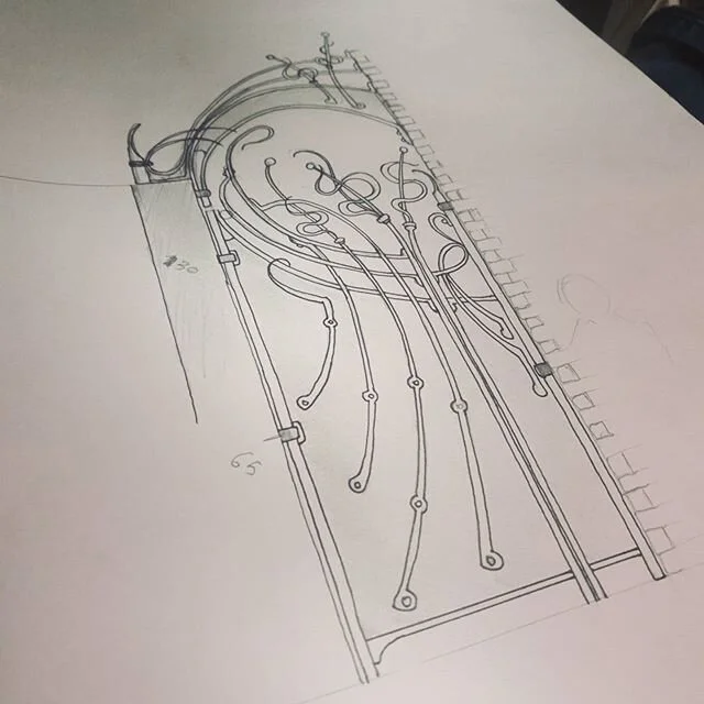 Back in the workshop today and getting stuck into this 5mtr tall art nouveau gate. #watchthisspace #forged #forging #artnouveau #blacksmith #artistblacksmith #newzealandblacksmith #nzblacksmith #artgate