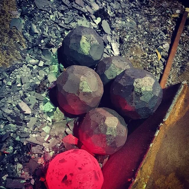 50mm forge balls cooling on the scale. These are components for a gate we are working on. #forging #powerhammerforging #artistblacksmith #artisticironwork #artist #steel #hotsteel #nzblacksmith #blacksmithing