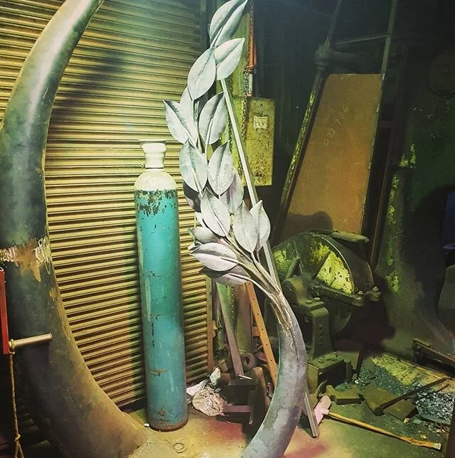 Another little job taking shape this week. This is a sculptural key pad holder, the key pad will sit inside a flower greeting people when they approach the gate. #creativeclients #keypad #gate #sculpture #sculptural #functionalart #blacksmithing #fabrication