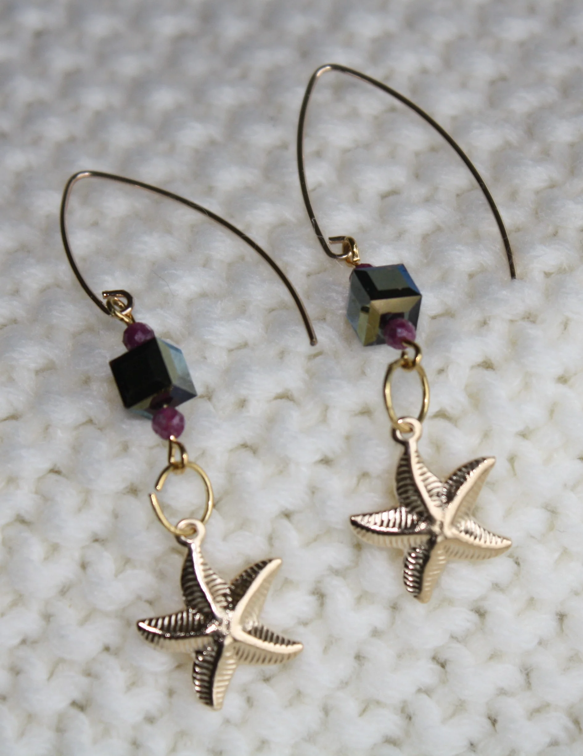 Starfish and Ruby Earrings