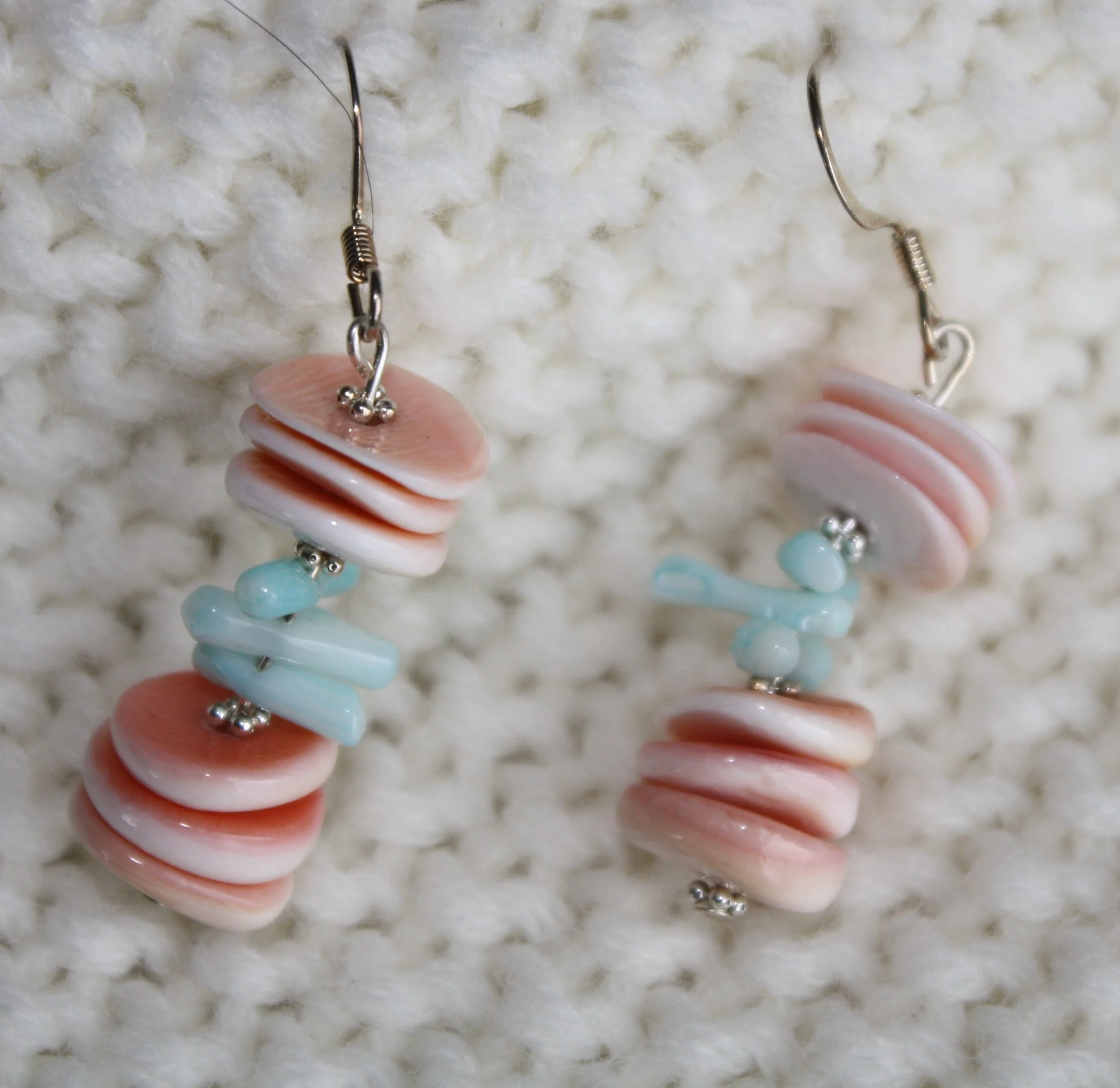 Beachy Oyster Shell and Coral Earrings