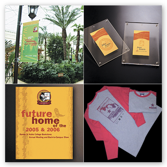 BARNES AND NOBLE TRADESHOW SIGNAGE AND T-SHIRT.