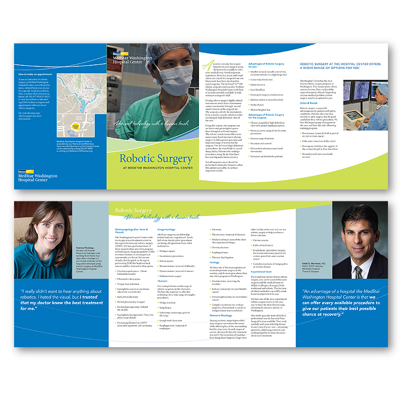 Robotic Surgery brochure for MedStar Washington Hospital Center.