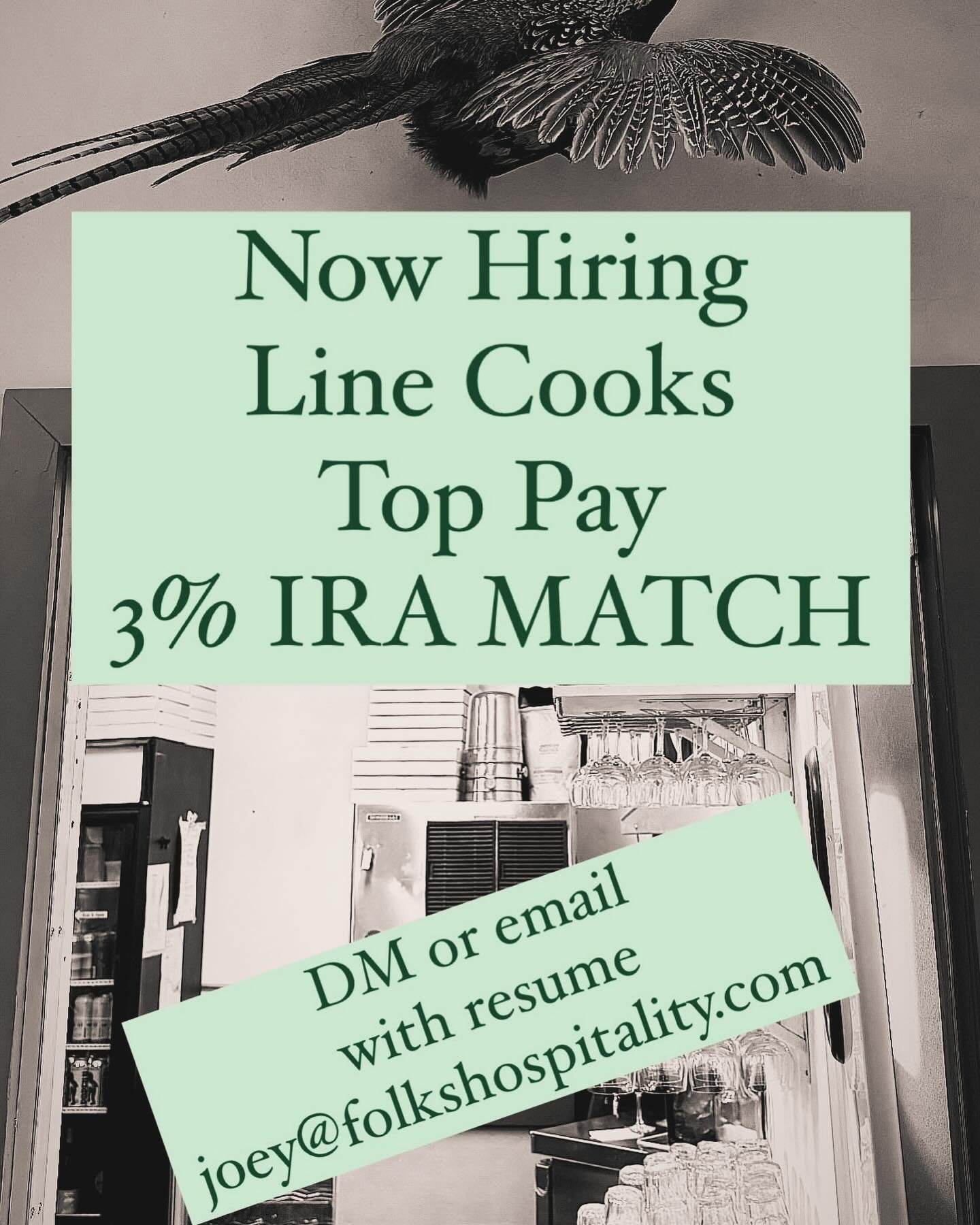‼️ NOW HIRING IN THE KITCHEN
Please your resume over and get a call back from our chef/owner Joey.