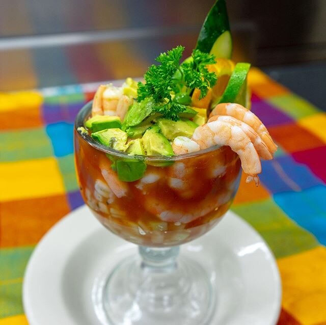 Try our Shrimp Cocktail served with pico de gallo, tomatoes, onion, cilantro and avocado slices on top. Always so tasty!  Also available on UberEats, GrubHub, Postmates, DoorDash, and OrderingApp for pickup and delivery. #OpenForDelivery #OpenForCurb