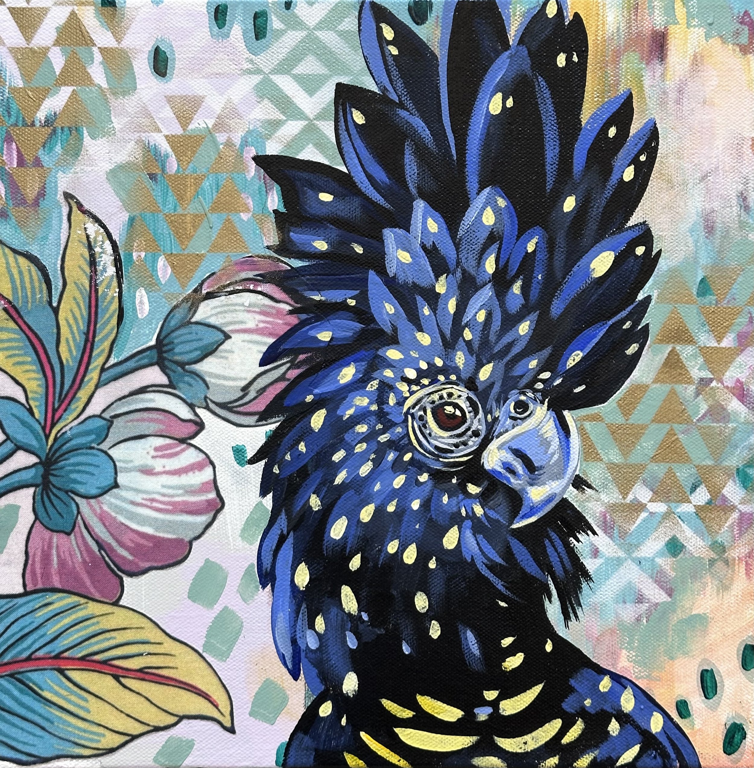 Midnight Cockatoo 12"x12"