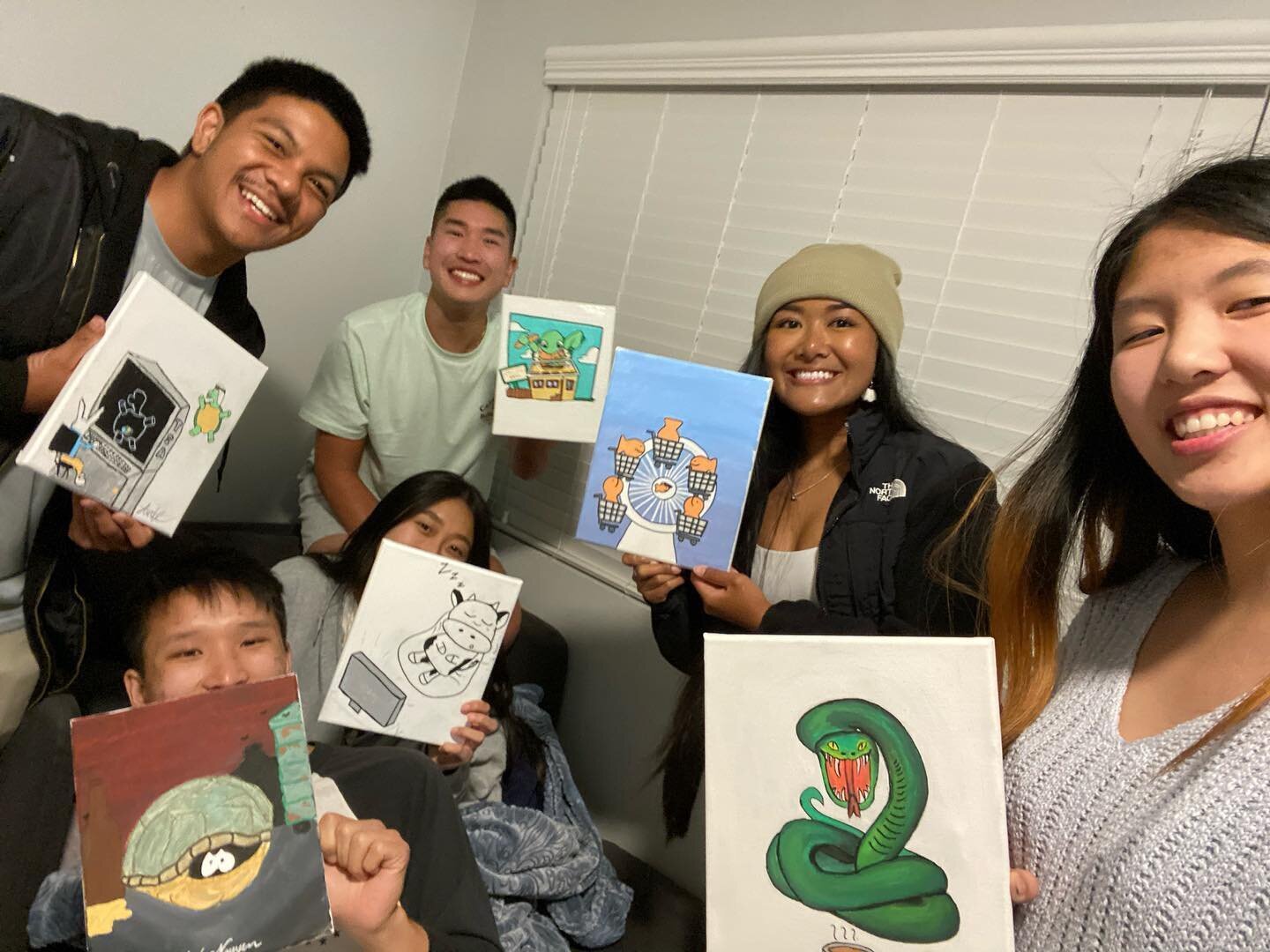 4/12/21 &bull; paint night wit ma frieeends. Used a random art idea generator. Been doing more of these and its been fun!