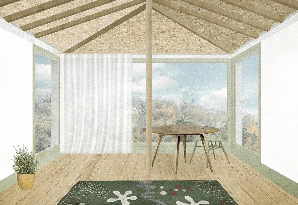 The project aims to rebuild each ruin, which are now nothing but empty shells. Each will be refurbished as a two storey getaway house, with a top floor designed as a single living area highlighted by a generous loggia facing the views