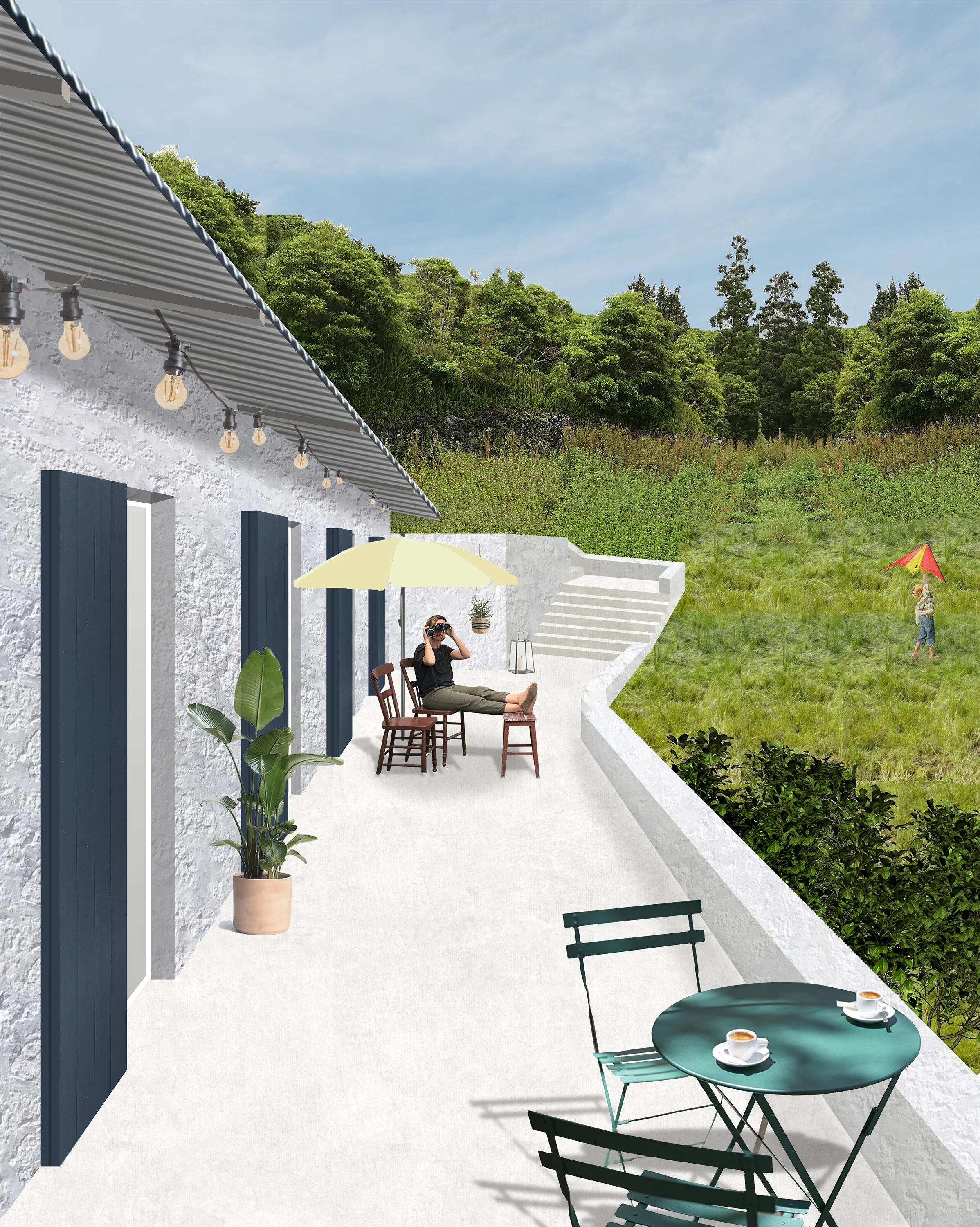  Mindful that an island refuge should provide a different experience from normal quotidian life, the project proposes an unpretentious spatial sequence that invites hedonistic contemplation and the enjoyment of simple, essential pleasures 