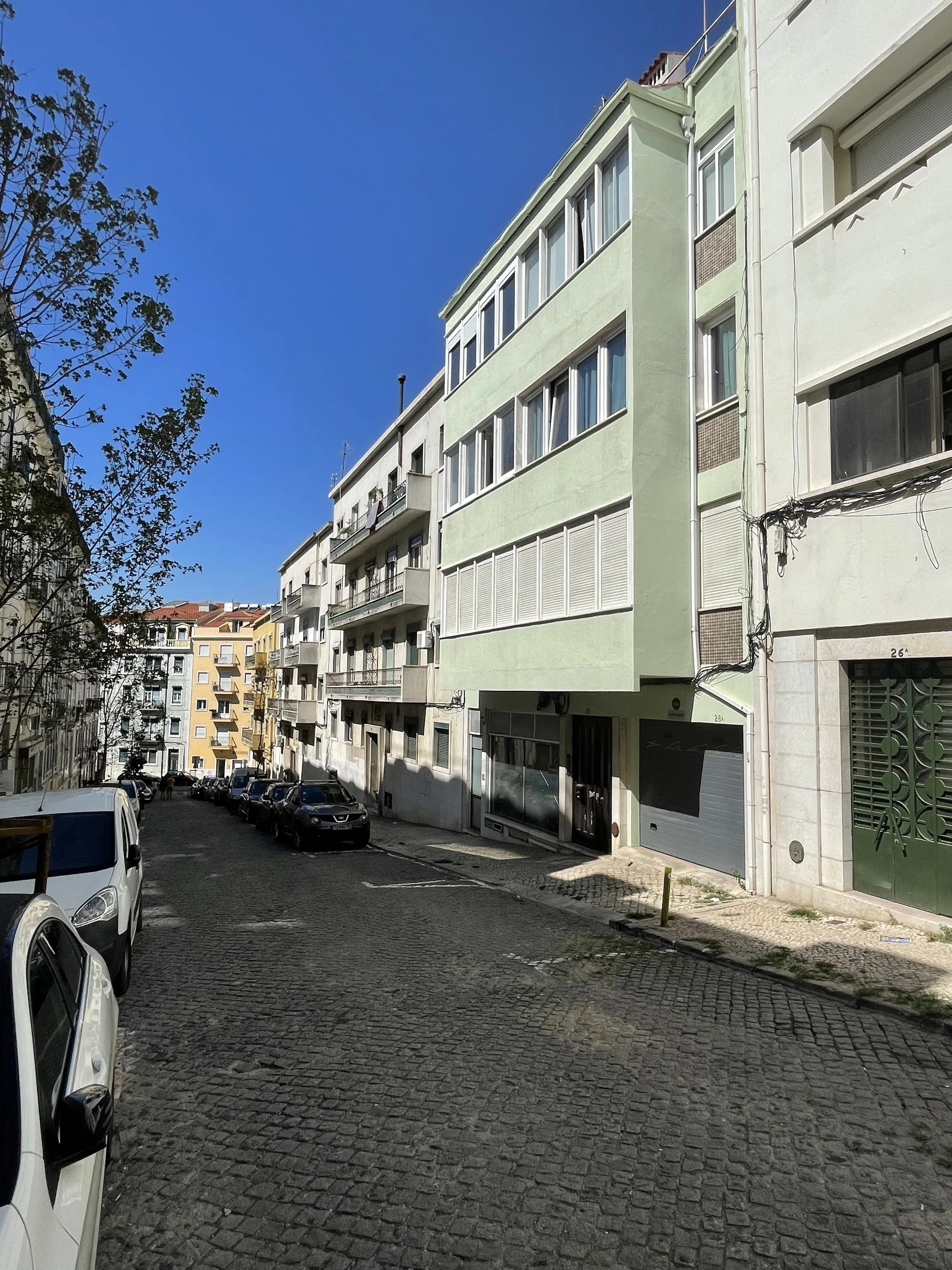  Rua do Triângulo Vermelho 28, Lisbon.   Oitoo  has been commissioned to refurbish an entire floor of a 1962 building in Lisbon’s bustling Arroios neighbourhood.  We were happily surprised to find that this unassuming modernist building has a strong 