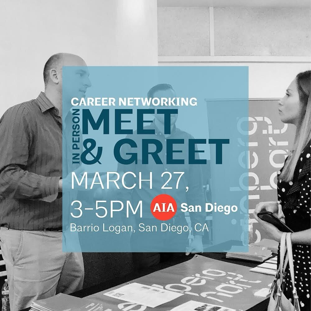 AIA San Diego is organizing an in person networking meet &amp; greet with students, recent alumni, emerging professionals and local firms. The success of this event will depend on the level of interest expressed by students and employers. 
If you are