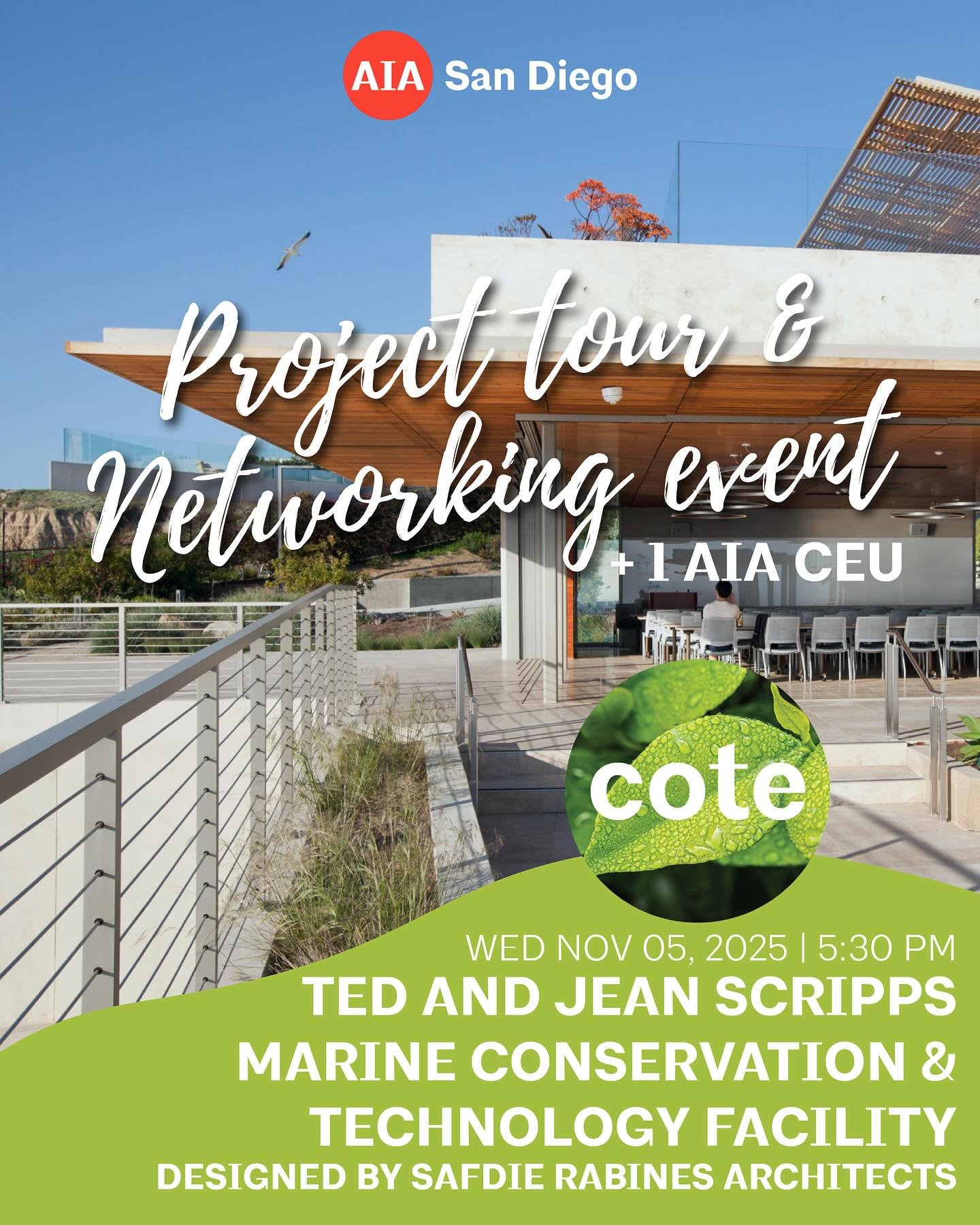 TOUR ALERT! Explore one of San Diego&rsquo;s most striking examples of adaptive reuse in coastal design.

Join AIA San Diego&rsquo;s Committee on the Environment (COTE) and @safdierabines on Wednesday, November 5 for a guided tour of the Ted and Jean