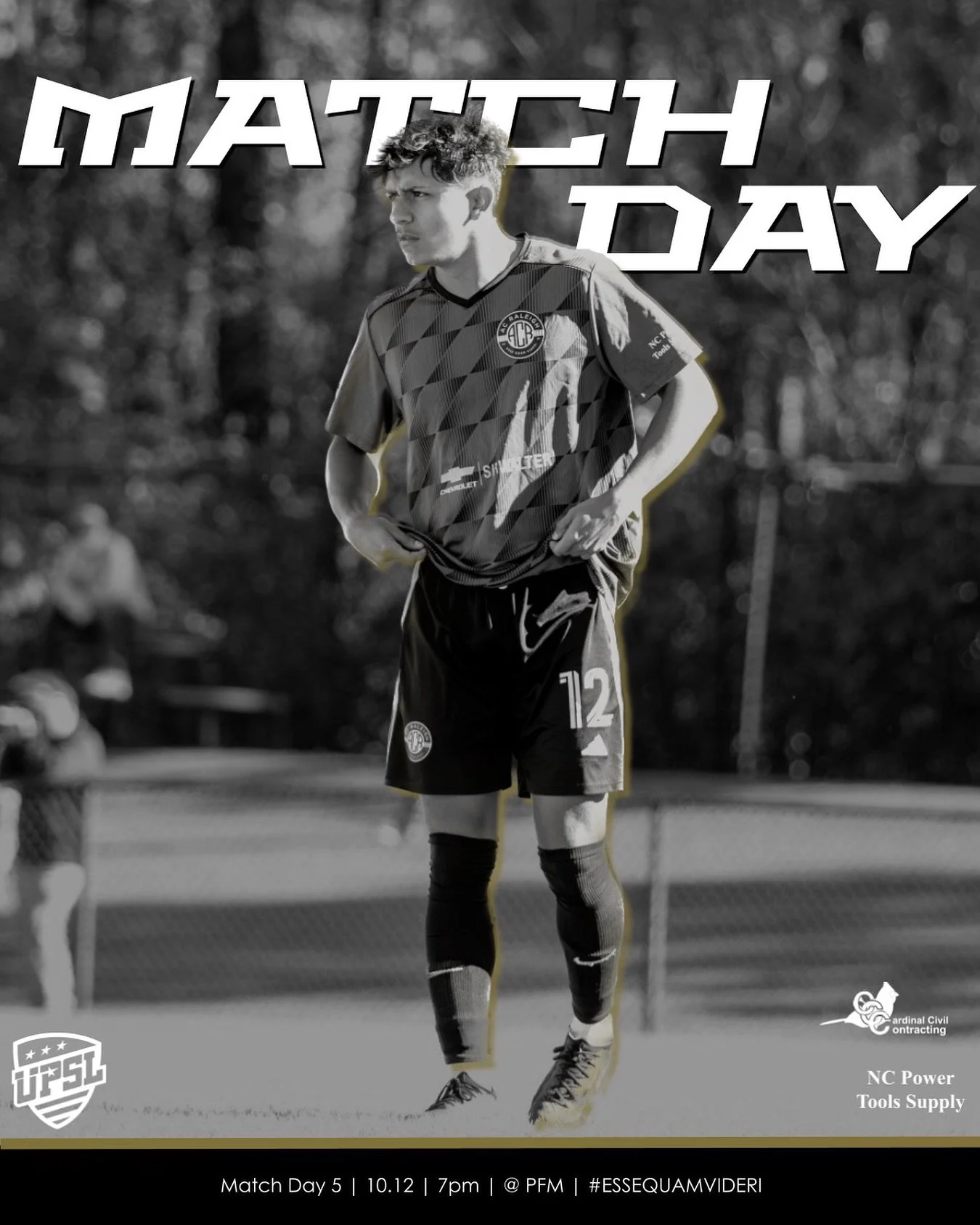 In the Queen City tonight!

🆚 PFM
📆 Sunday, October 12th 2025
🕛 7pm
🏟 OrthoCarolina Sportsplex | 13333 Dorman Rd, Pineville, NC 28134
.
.
#essequamvideri