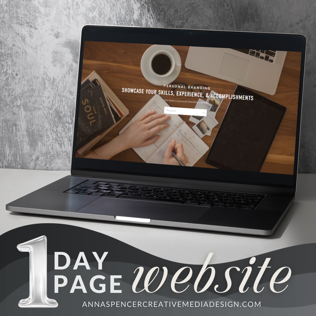 Open laptop promoting the One Day, One Page website package by Anna Spencer