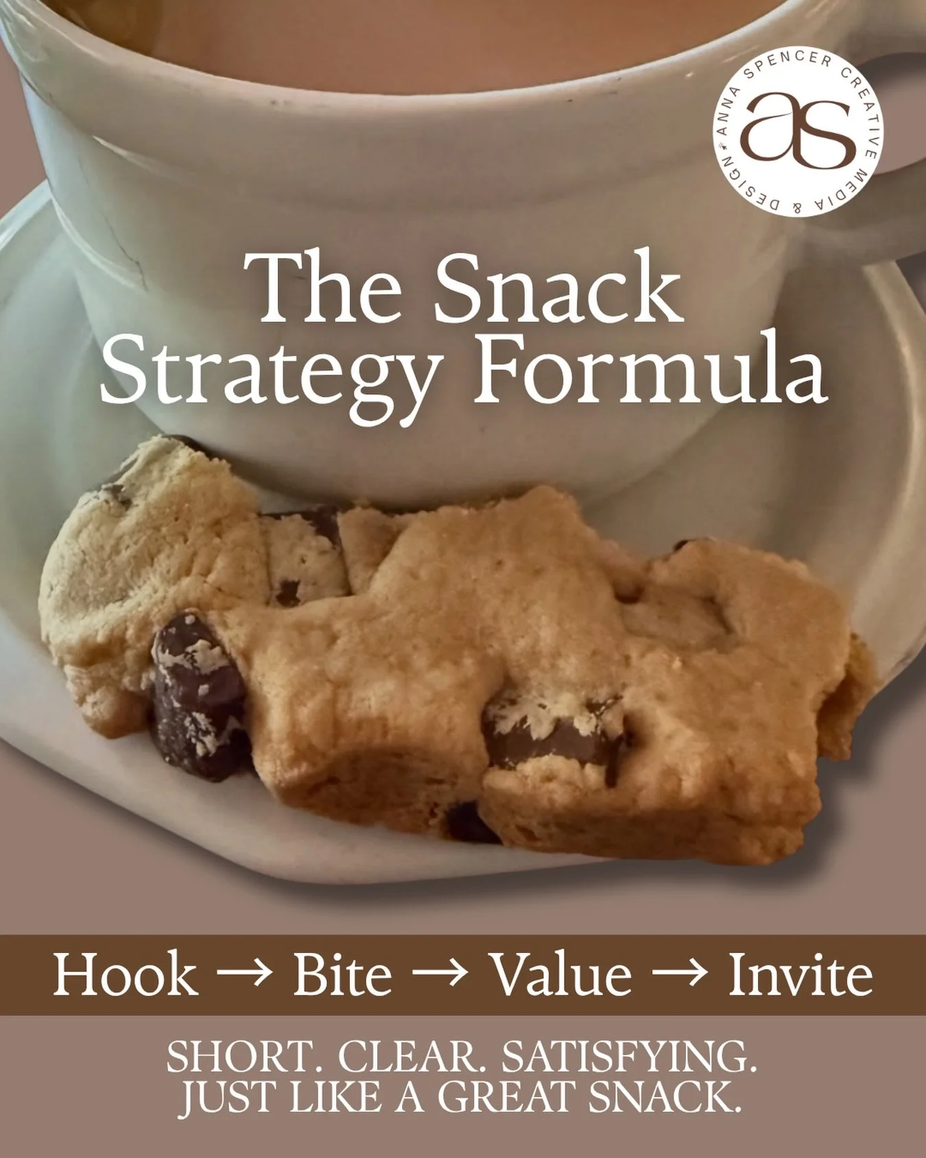 🍪 The Snack Strategy Formula

Here&rsquo;s a simple framework I use:

Hook &rarr; Bite &rarr; Value &rarr; Invite

Hook: Grab attention quickly

Bite: Deliver one focused idea

Value: Offer insight or takeaway

Invite: Encourage engagement

Short. C