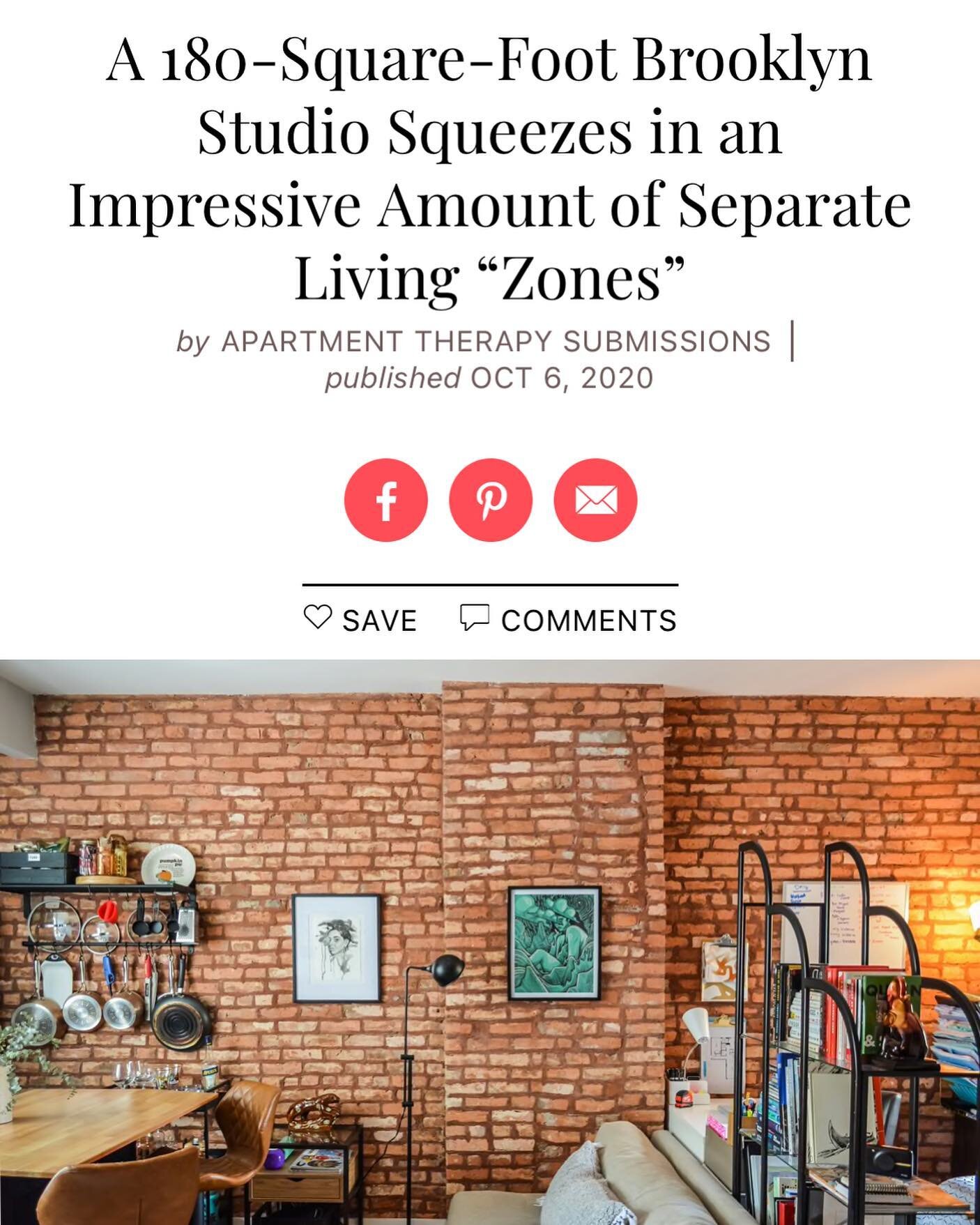 Still honored and humbled to be featured!! Thank you @apartmenttherapy I would love to do a tiny tour if possible! Link in bio!

#interiordesign #interiordesigner #homedecor #studio #tinyapartment #tinyapartmentliving #brick #brickwall #livingroomdes
