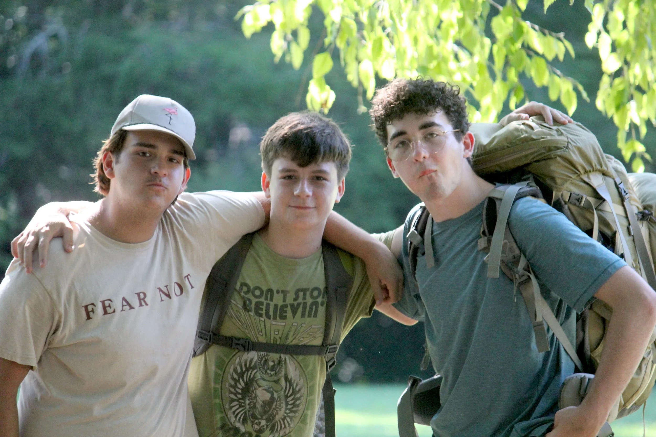 Older Camp Arrowhead for boys Campers prepare for a campout in NC