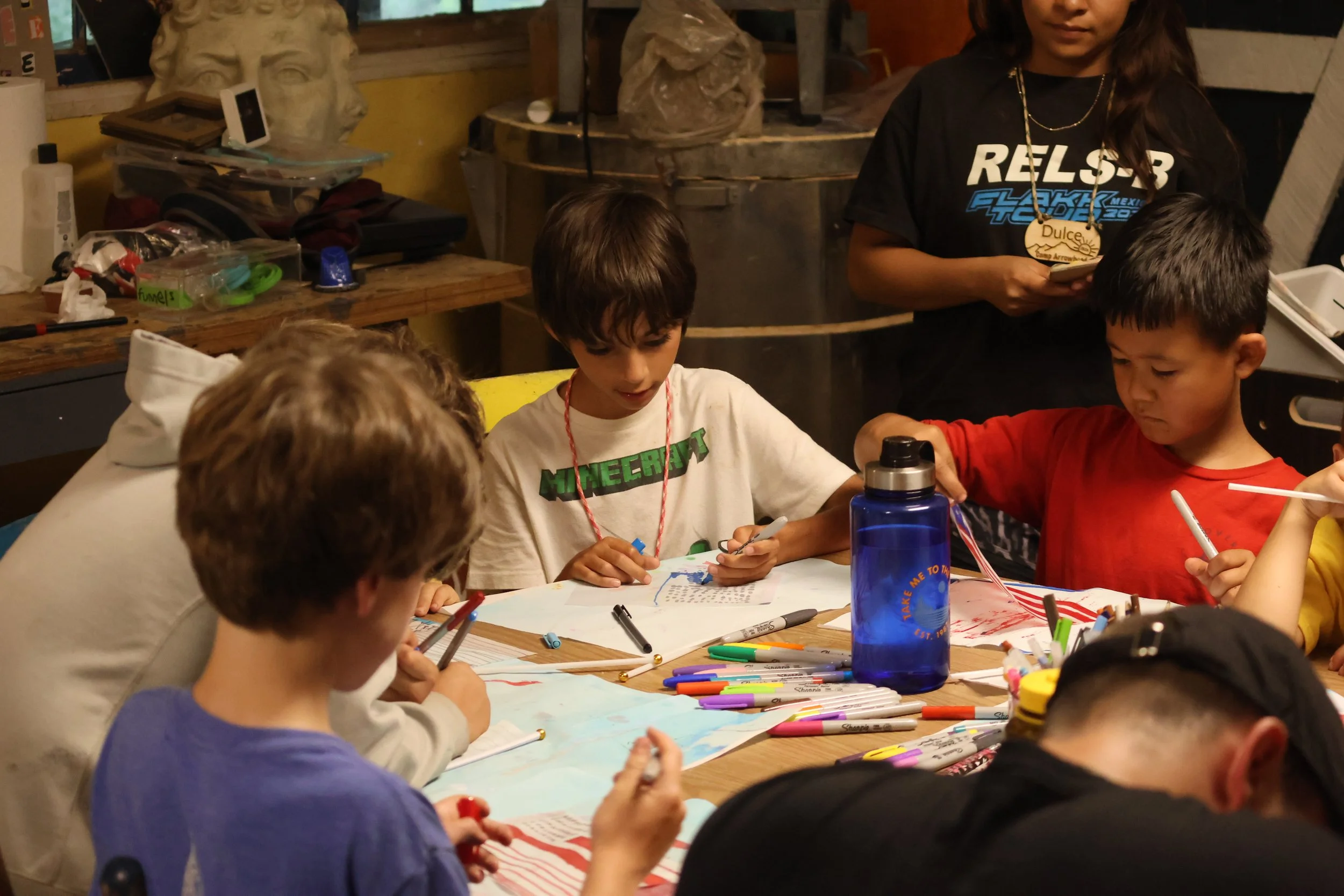 Drawing art at Camp Arrowhead with the campers. 