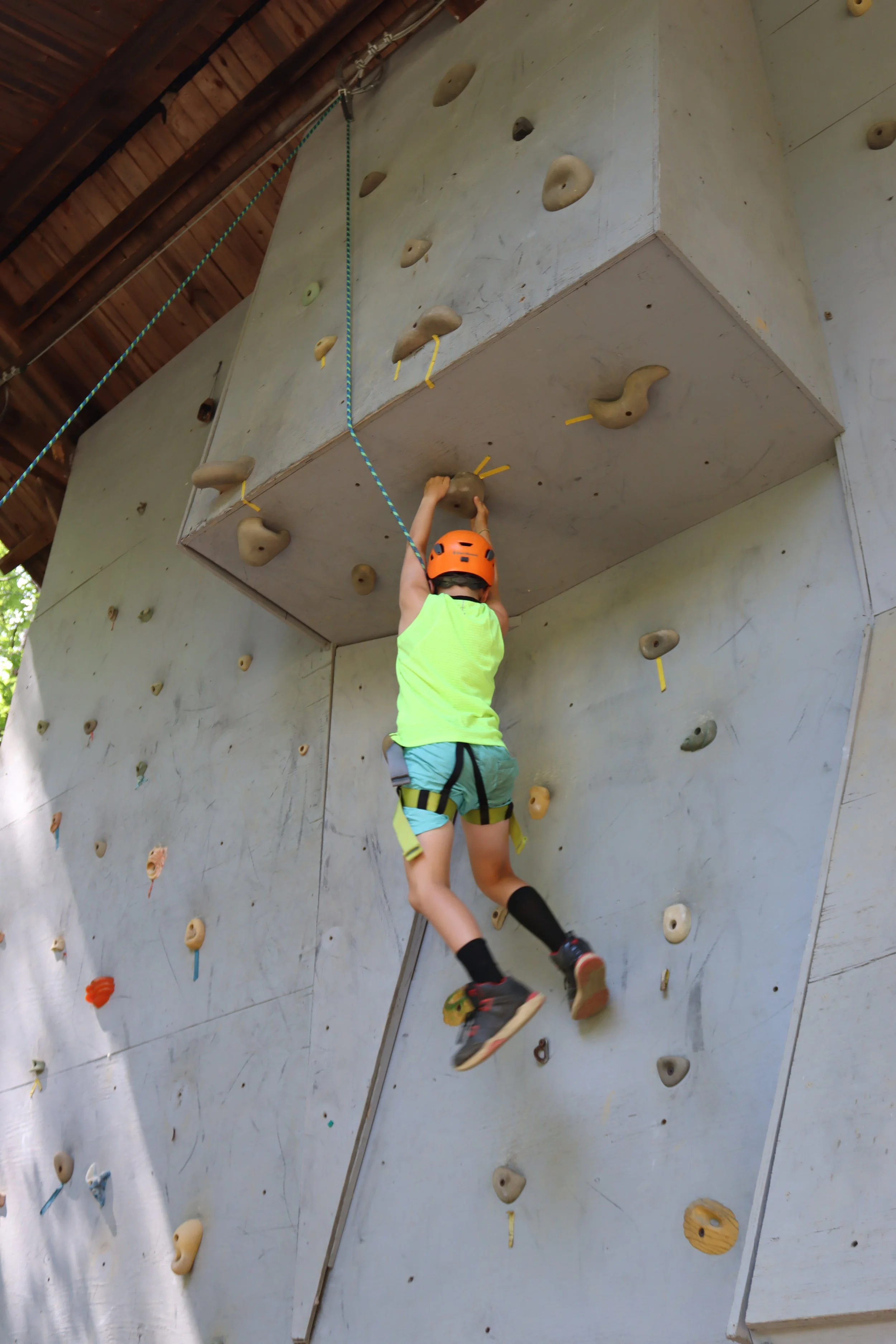 Expert Climbing from a overnight camper at Camp Arrowhead for boys in North Carolina. 