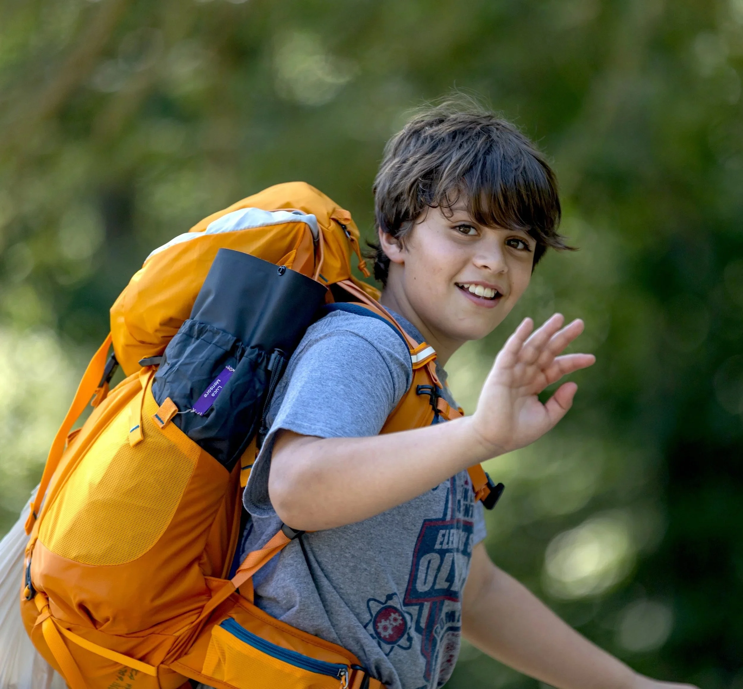 Arrowhead Camper Wearing Backpack
