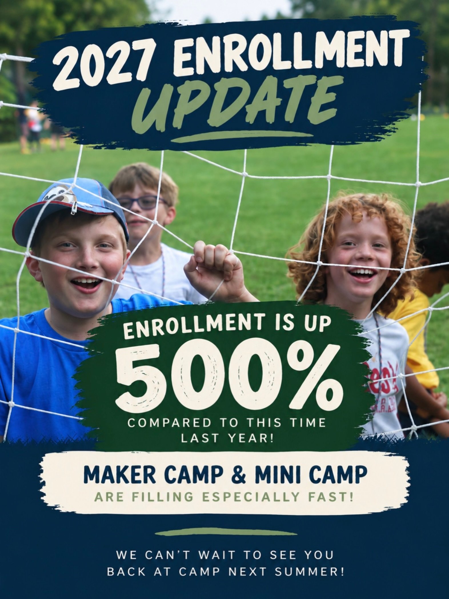2027 enrollment is off to an incredible start!

We&rsquo;re currently 500% ahead of where we were this time last year, and spots are filling much earlier than usual.

If you&rsquo;re planning to join us next summer, we recommend registering sooner ra