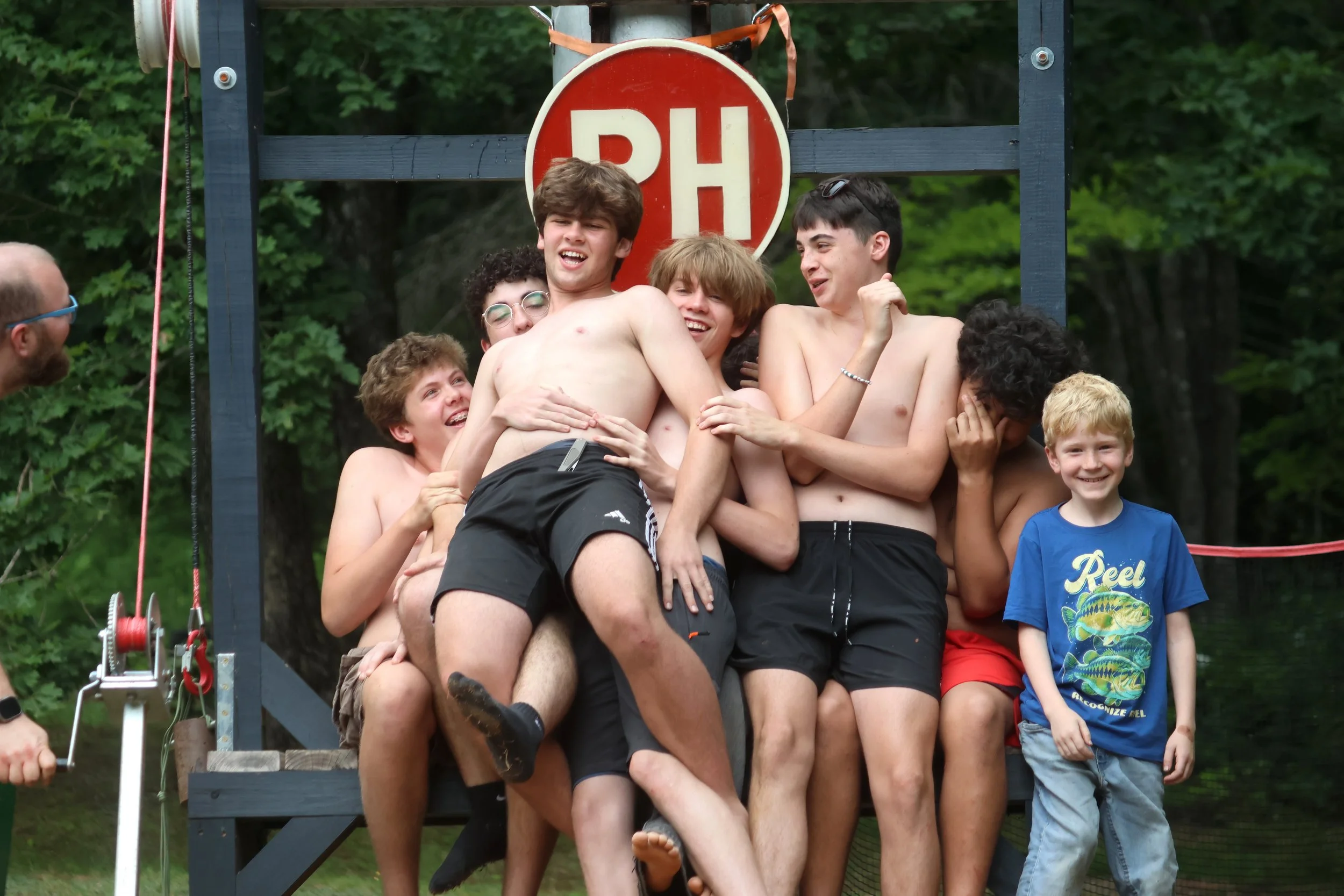 Older Campers being silly At Camp Arrowhead for boys