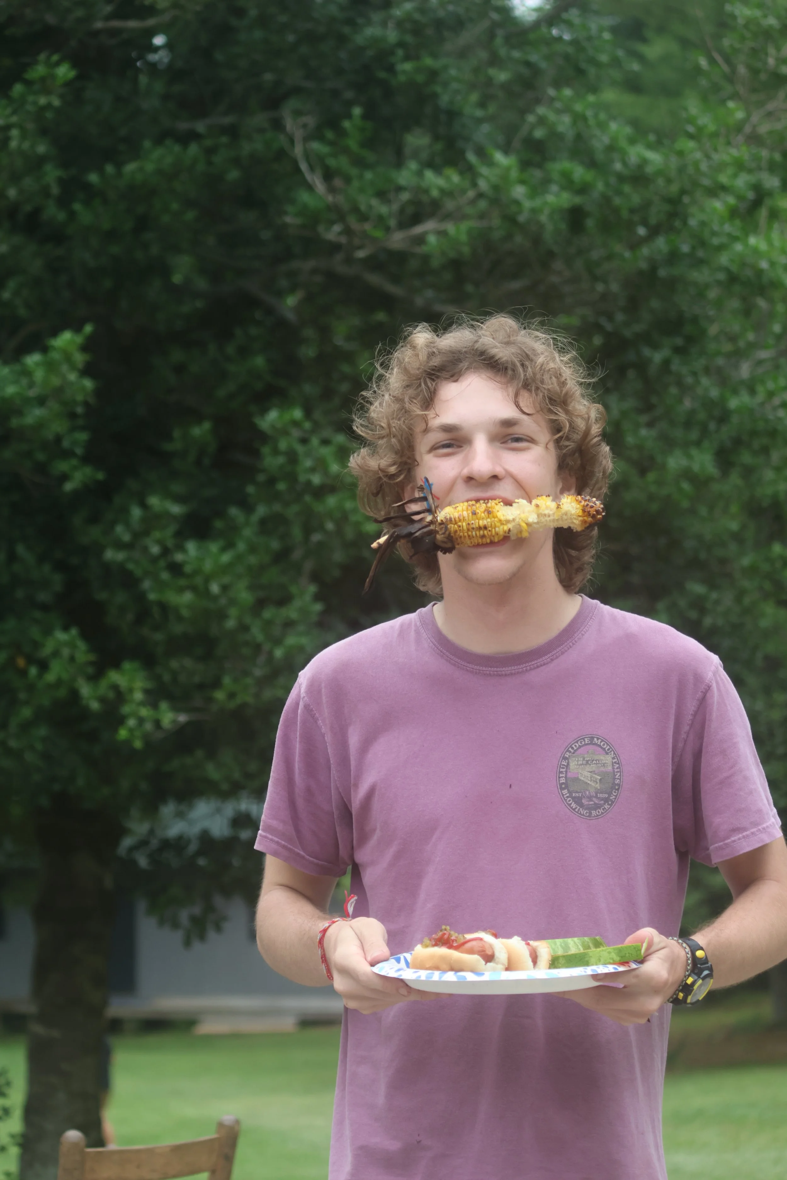 Camp Arrowhead Staff Counselor having fun at the camp cookout in North Carolina