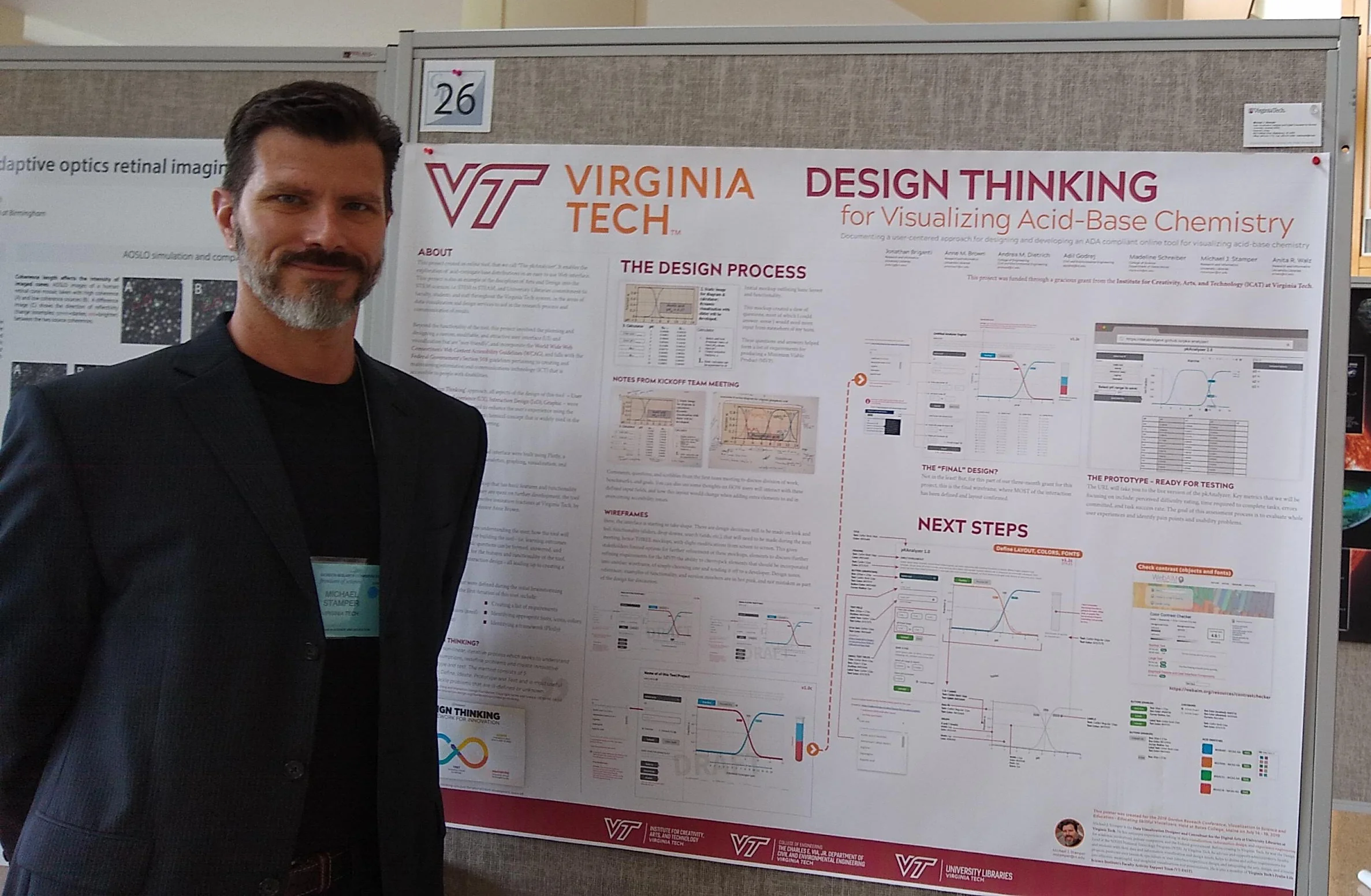 Presenting a poster on “Design Thinking” and design (Visual/UI/UX) that I implemented for a grant-funded project. This was at the 2019 Gordon Research Conference on Data Visualization & Education (https://bit.ly/2Y3xbtp).