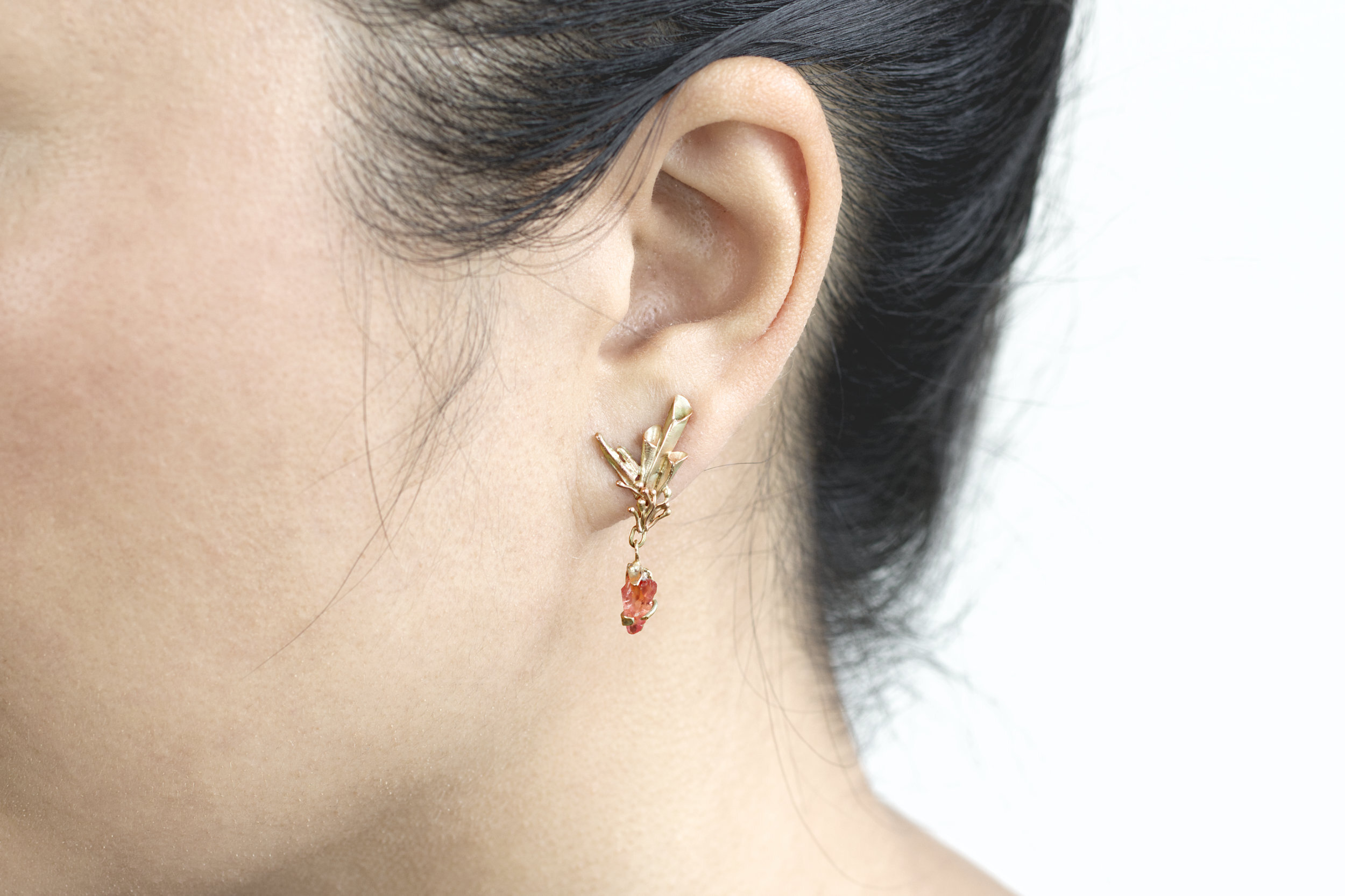 Birds of Paradise Rhodocrocite Earrings_Model.jpg