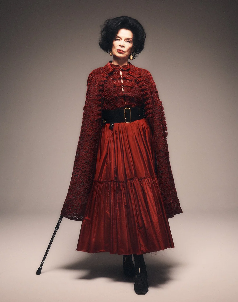 bianca jagger red dress Bianca Jagger wearing a red satin dress, 1970's. Photo: Oscar Abolafia/Everett Collection (biancajagger015 Stock Photo